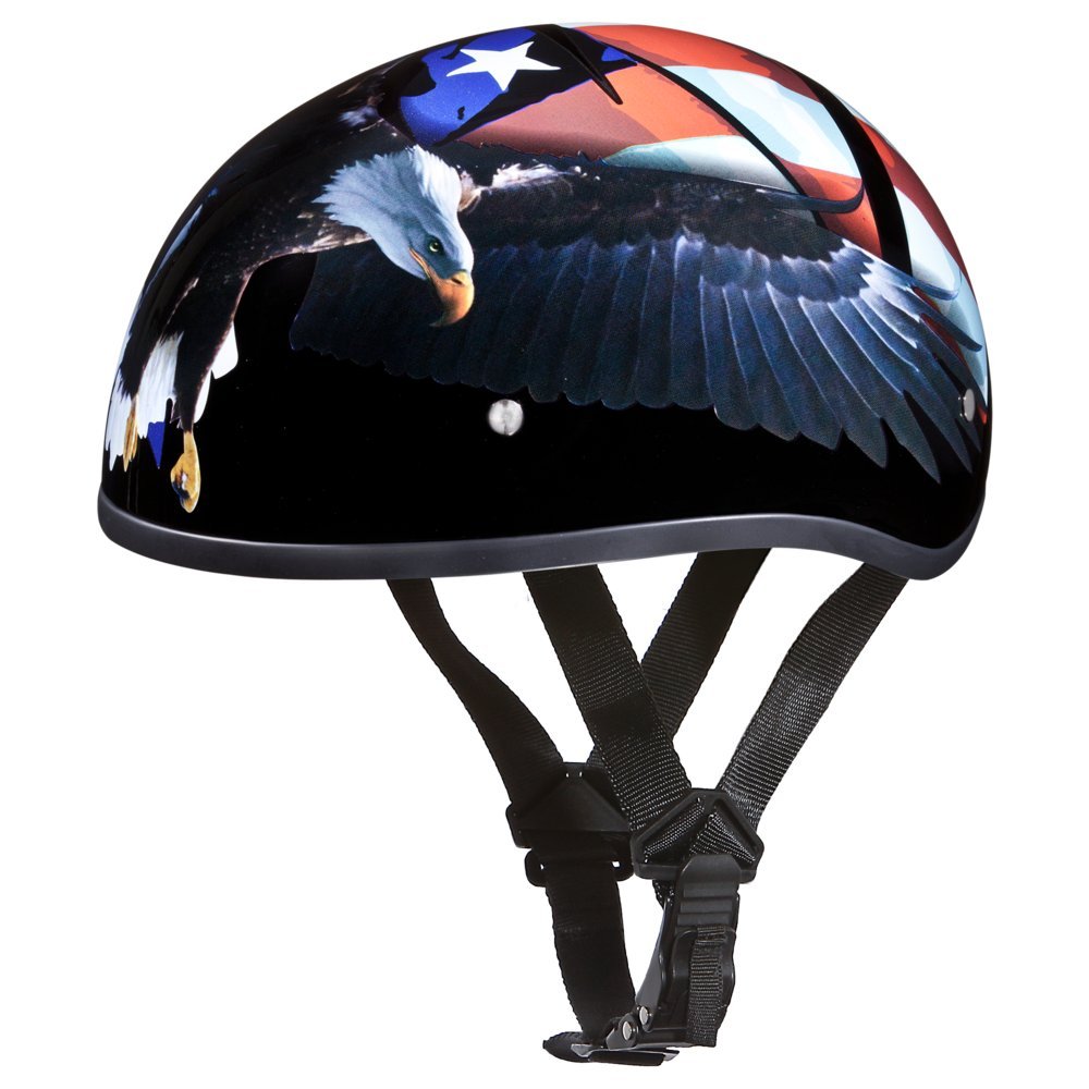 Daytona Helmets Motorcycle Half Helmet Skull Cap- Freedom 100% Dot Approved