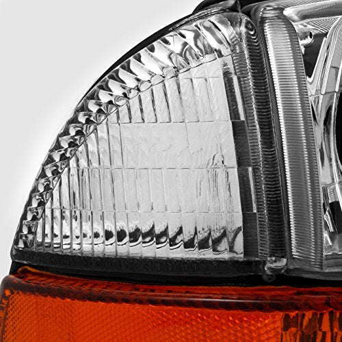 Akkon - Fits 1997-2004 Dodge Dakota | 98-03 Durango Chrome Driver Left + Passenger Right Side Headlights +Signal Lamp Pair Set
