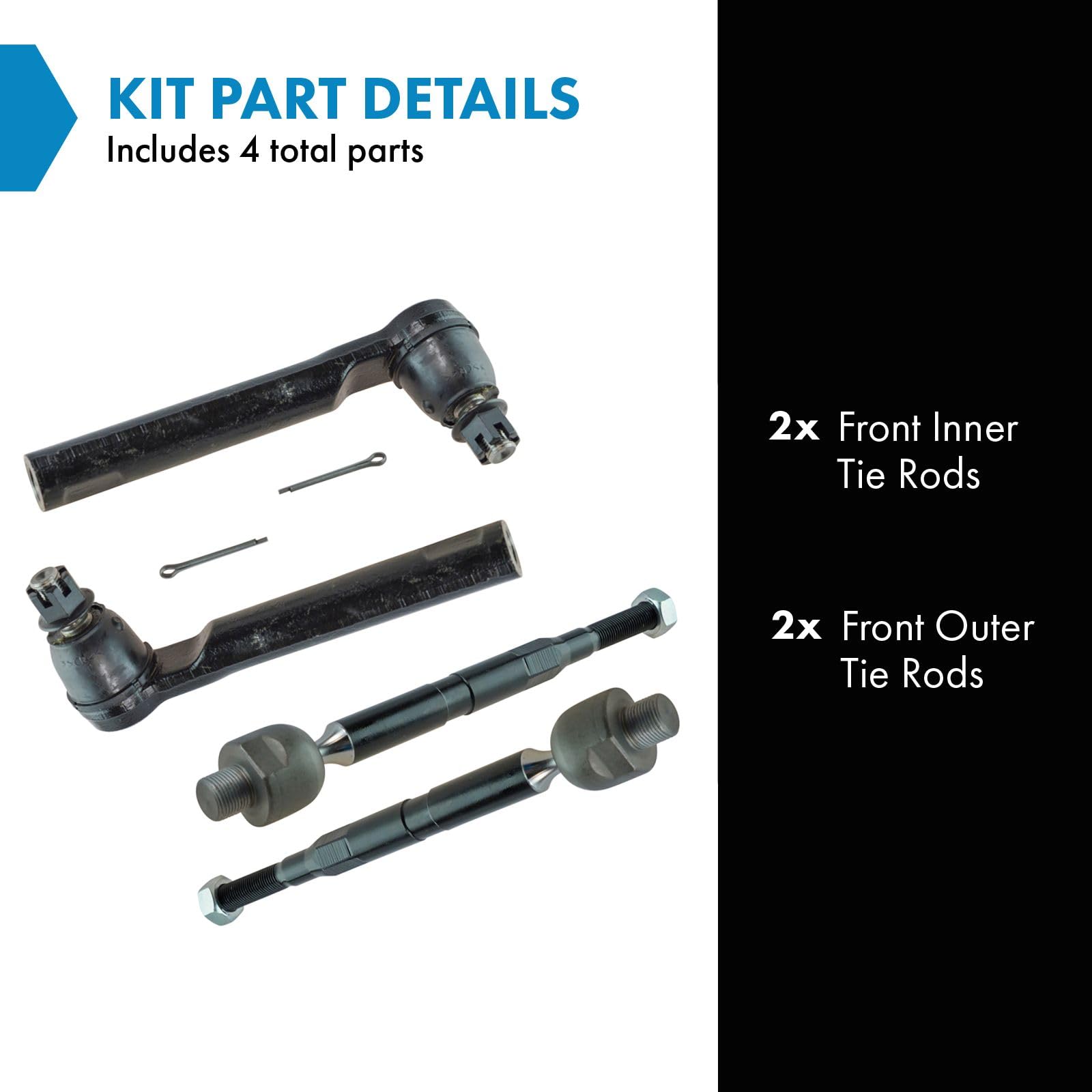 Trq Front Tie Rod Set Compatible With 2007-2011 Honda Cr-V