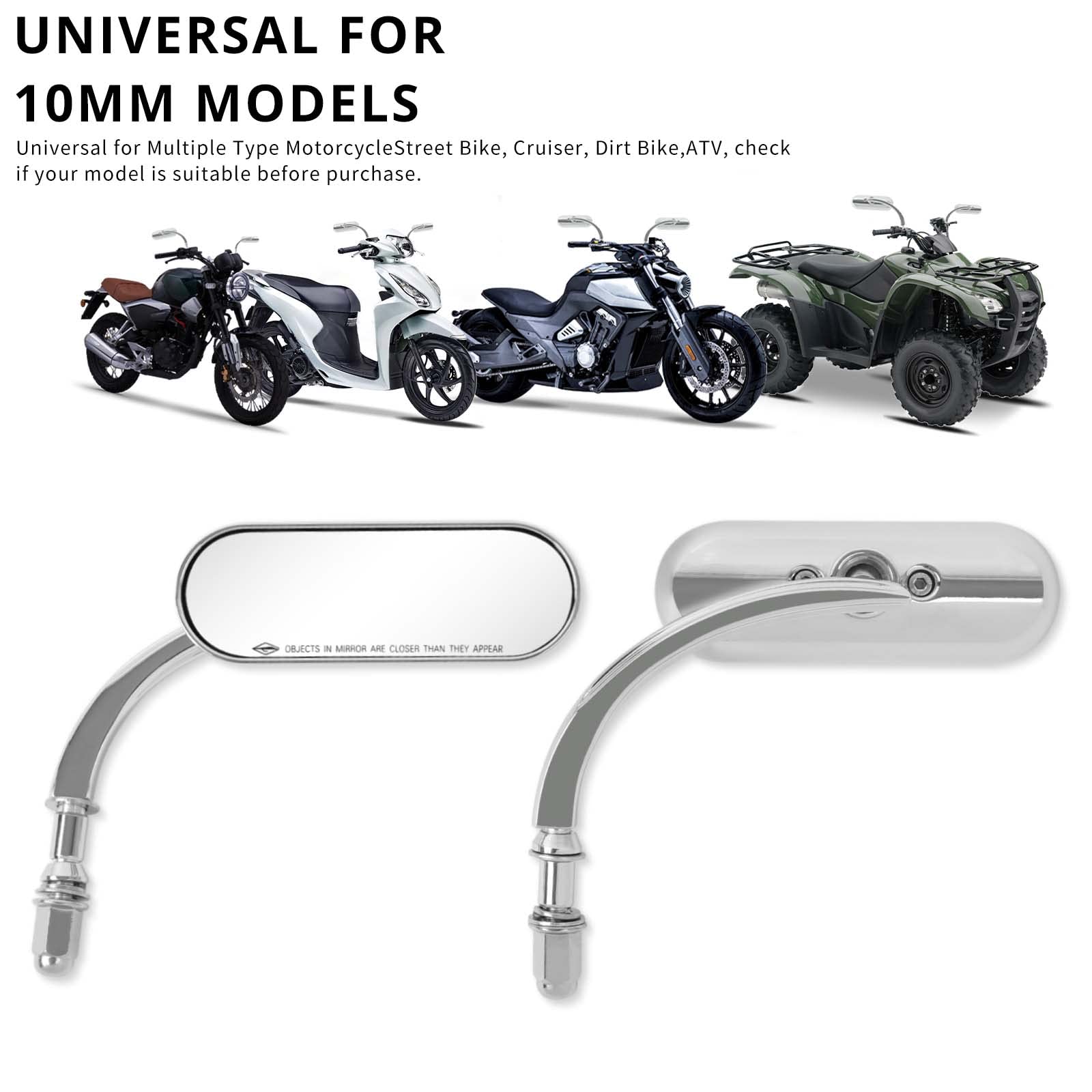 Chrome Motorcycle 8Mm 10Mm Sportster Mirrors For Harley Road King Street Electra Glide Road Glide Dyna Softail Rearview 1982-201