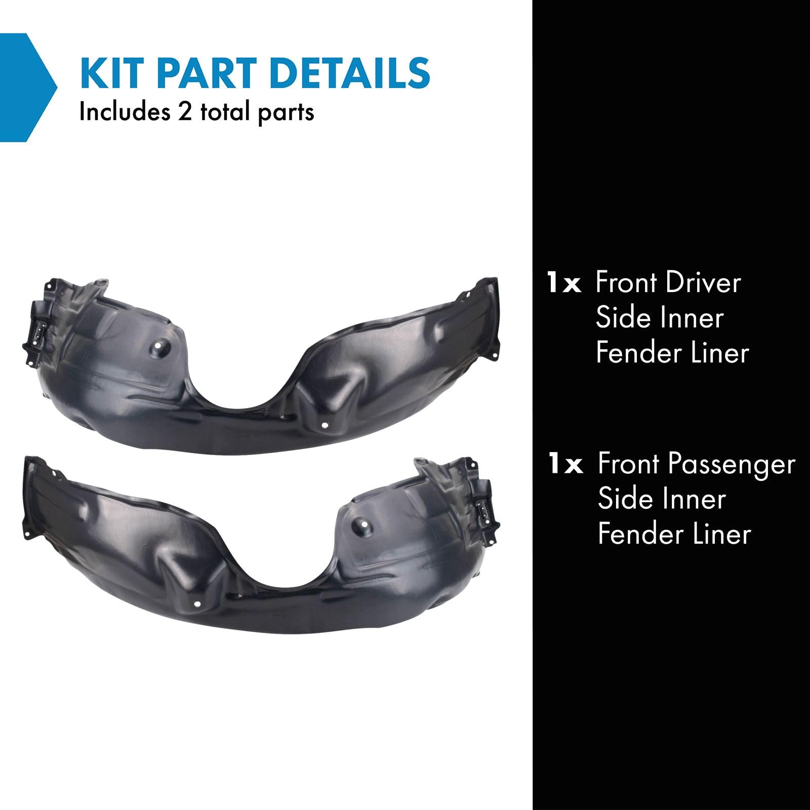 Trq Front Inner Fender Liner Set Compatible With 2012-2014 Toyota Camry To1248166 To1248170 To1249166 To1249170