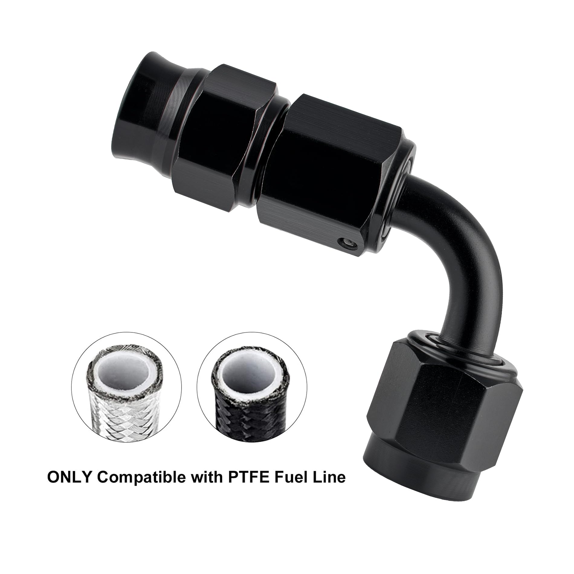 Evil Energy 3An Ptfe Hose End Fitting 90 Degree Black For Ptfe Hose Only 2Pcs