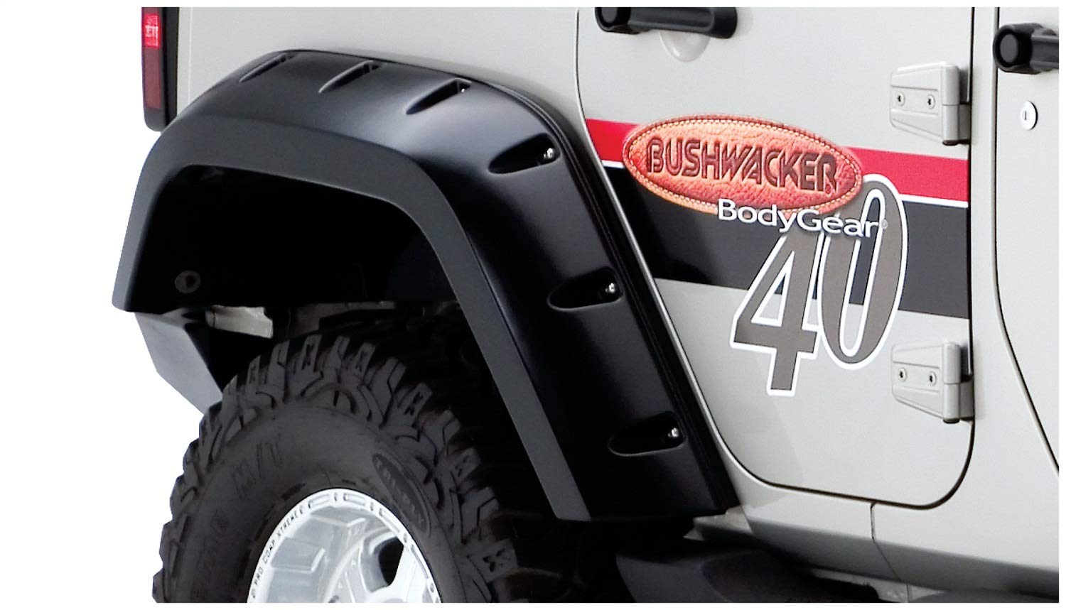 Bushwacker Max Coverage Pocket/Rivet Style Rear Fender Flares | 2-Piece Set, Black, Textured Finish | 10044-02 | Fits 2007-2018 Jeep Wrangler Jk Unlimited