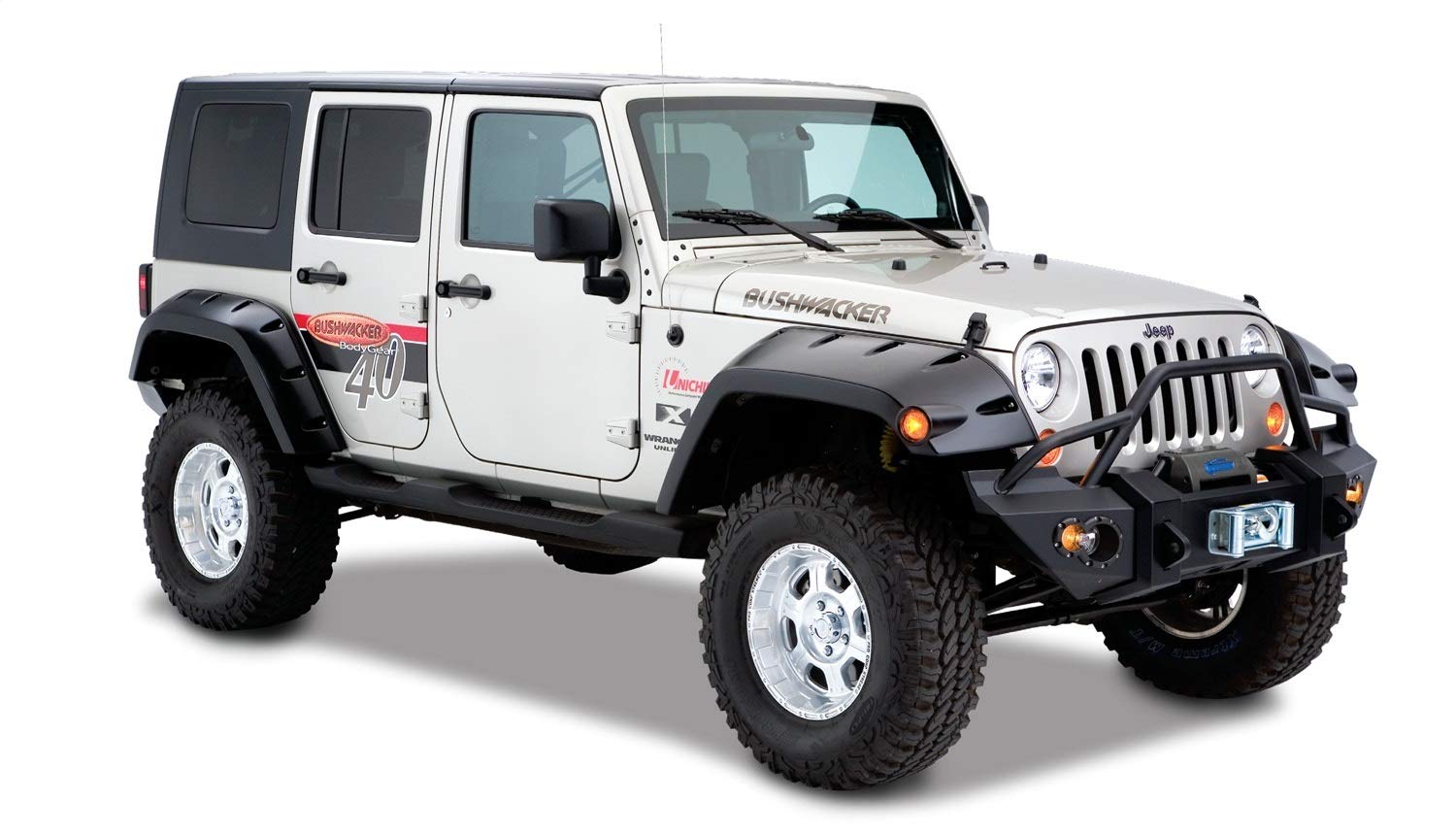 Bushwacker Max Coverage Pocket/Rivet Style Rear Fender Flares | 2-Piece Set, Black, Textured Finish | 10044-02 | Fits 2007-2018 Jeep Wrangler Jk Unlimited