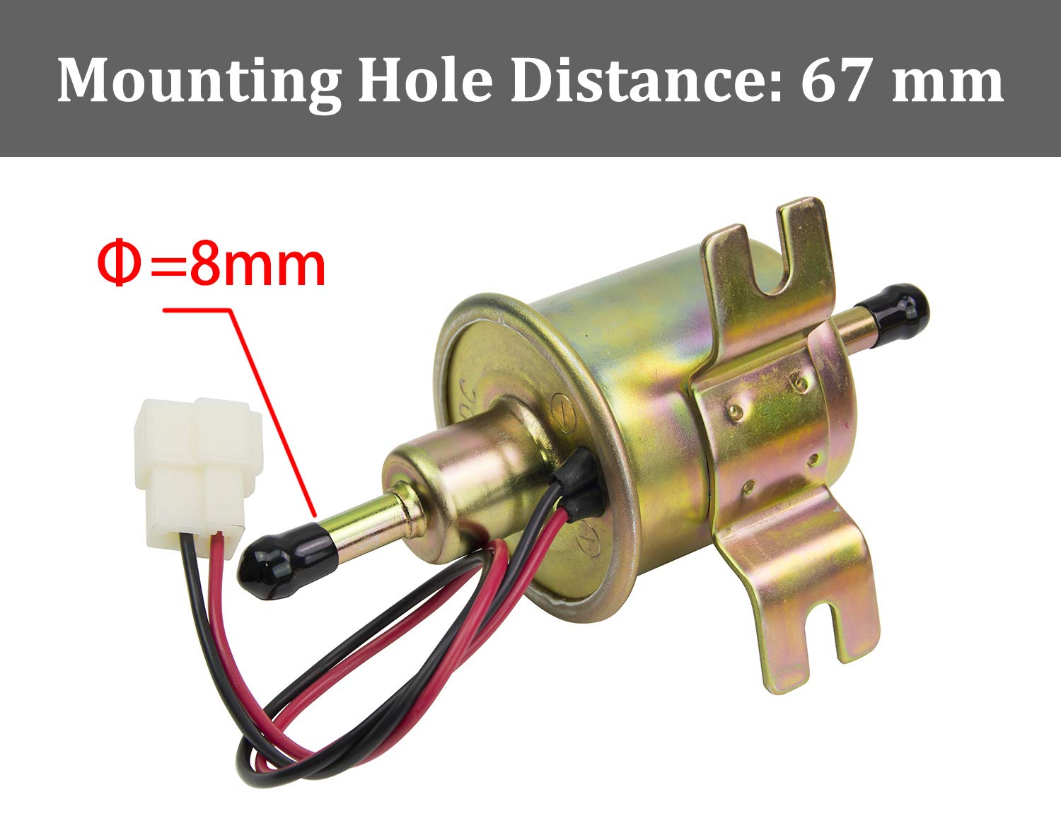 HiQltyla Universal 24V Low Pressure Heavy Duty Gas Diesel Inline Electric Fuel Pump HEP-02A (3-8 PSI) for Motorcycle Carburetor