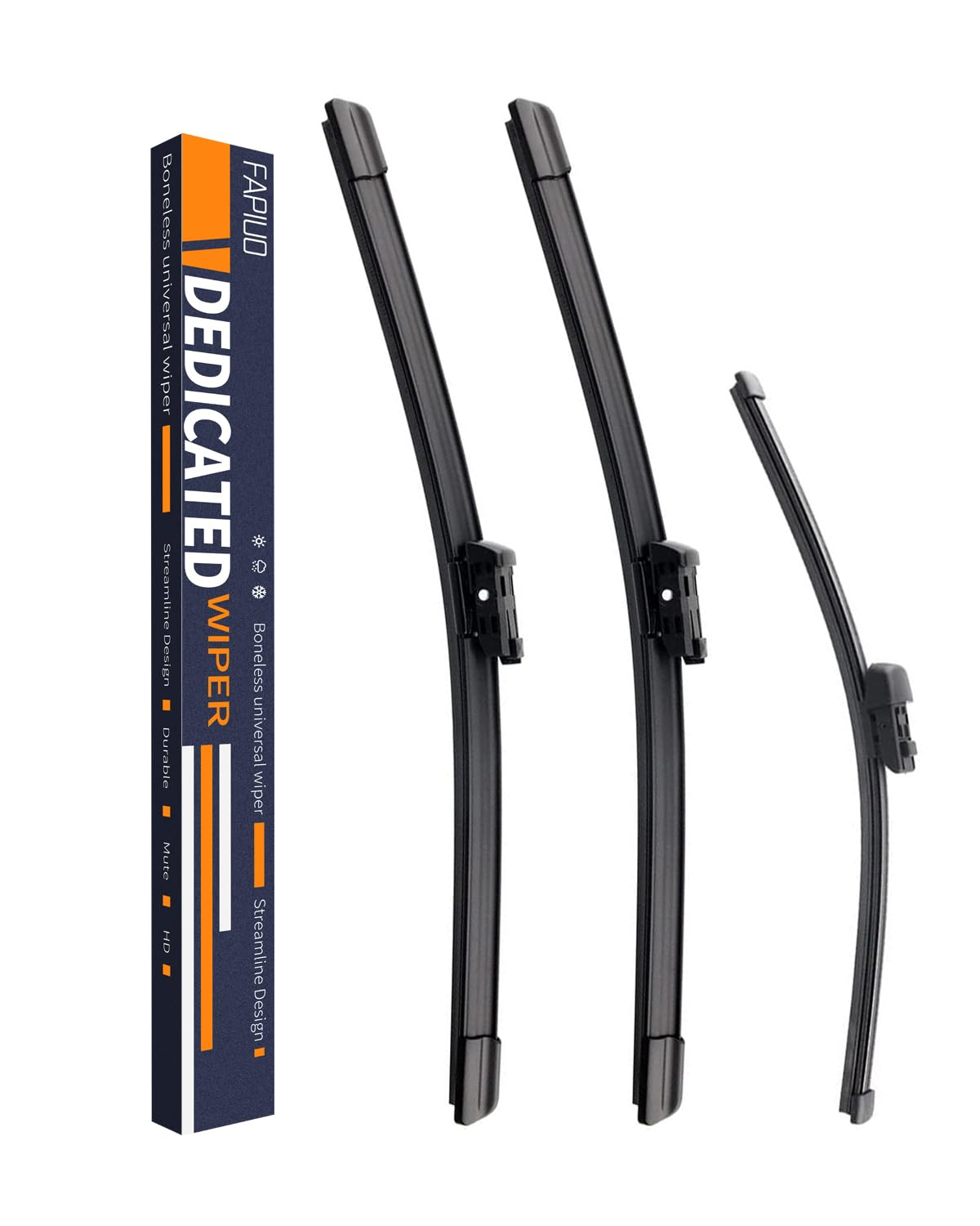 Replacement for Volkswagen Tiguan 2018 2019 2020 2021 Silent Wipers -FAPIUO Front and Rear Windshield Wipers 25''/22''+15'' Full