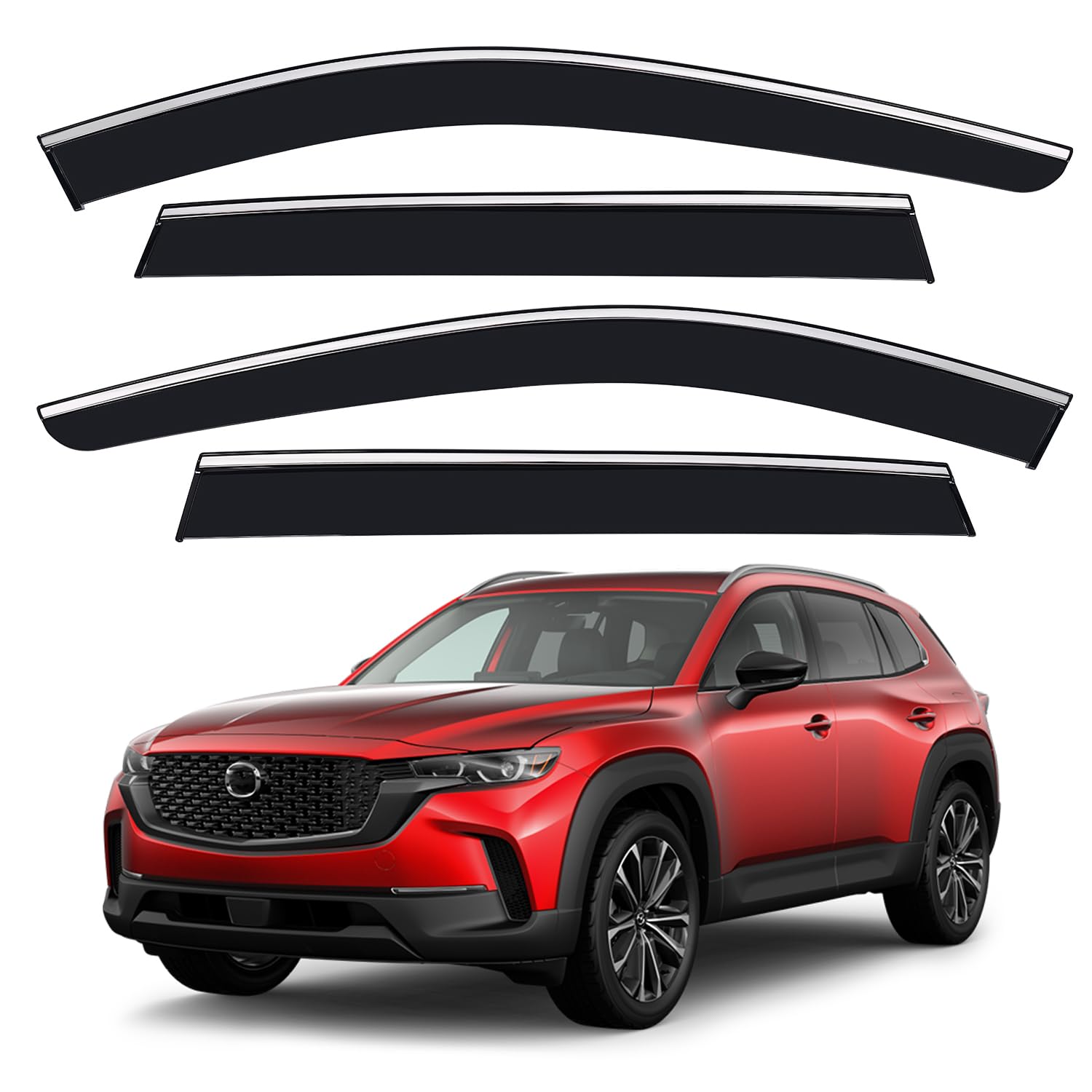 Vesul Window Visors Compatible With Mazda Cx-50 Cx50 2023-2025 Rain Guards Anti-Rain Window Visors With Tape 304 Stainless Steel