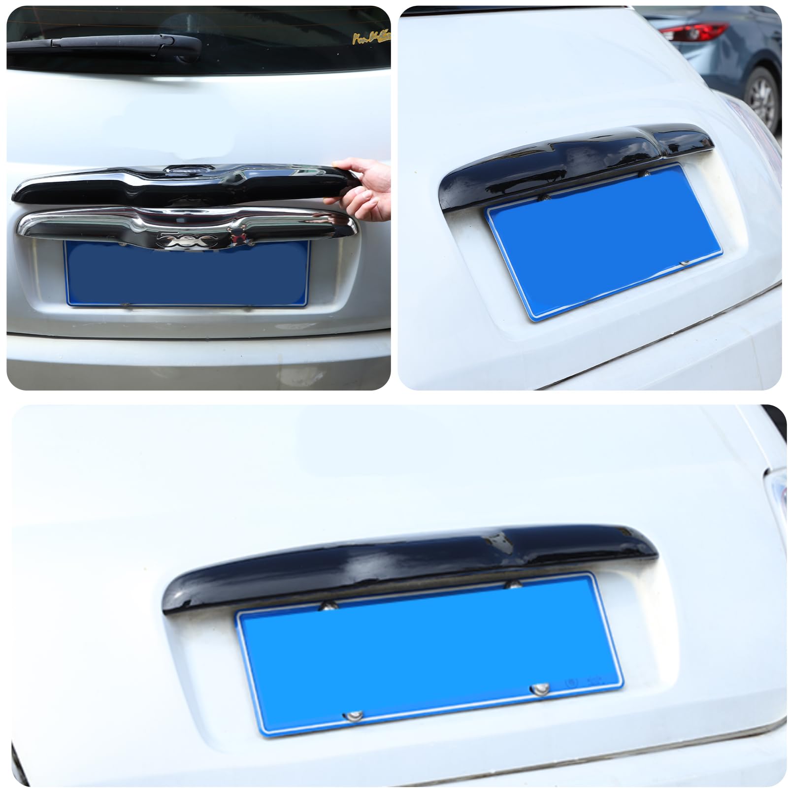 Happyhorse Car Trunk Tailgate Handle Compatible With Fiat 500/500 Abarth 2010-2024,Car Trunk Door Handle, Trunk Open Handle Protective Cover Accessories (Piano Black)