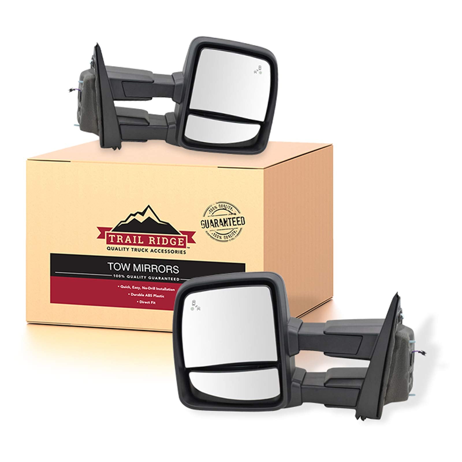 Trail Ridge Tow Mirror Heat Blind Turn Diy Power Fold Spot Marker Pair Compatible With 2015-2018 Ford F-150