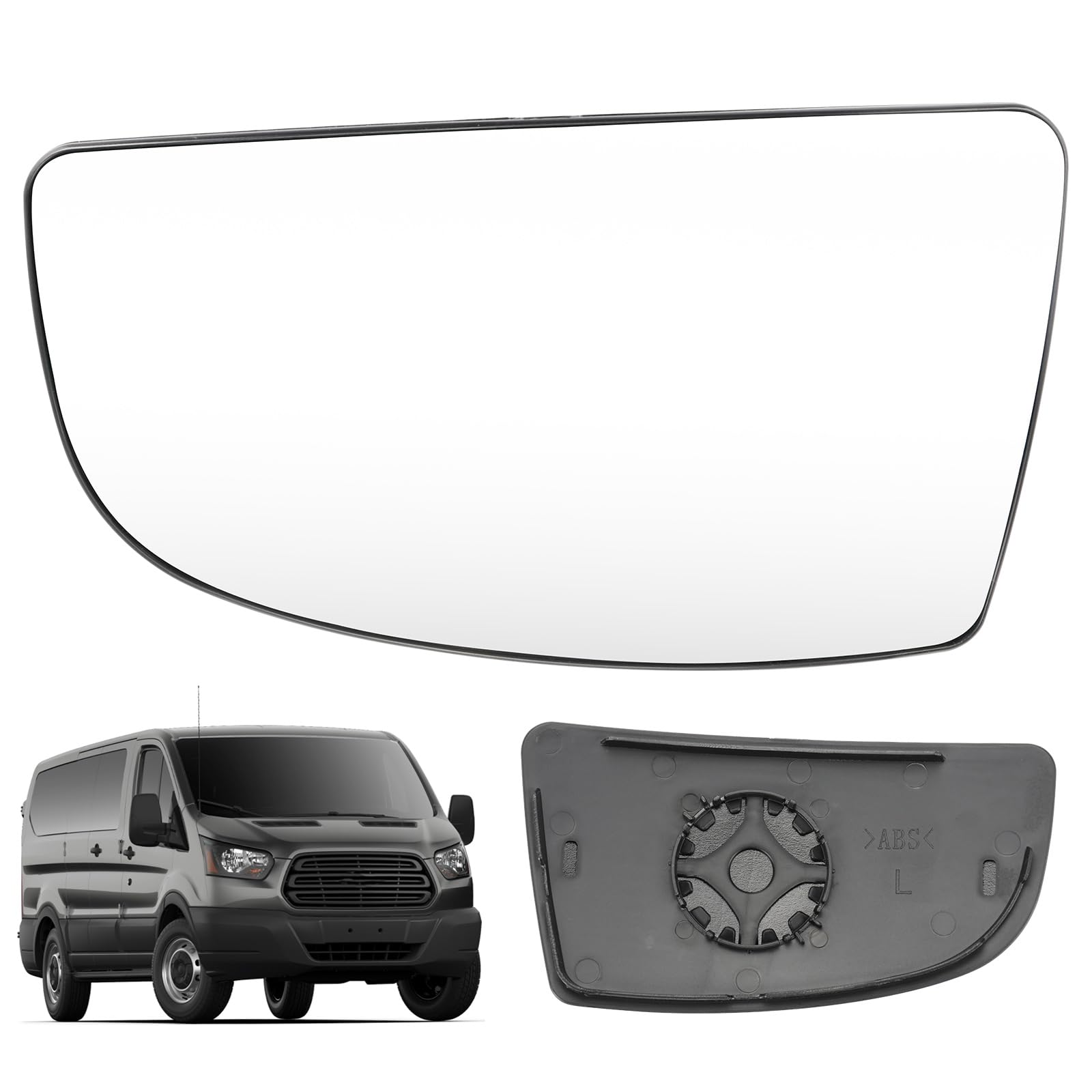 Lhcdqskcw Compatible With Ford Transit T150 T250 T350 2015 2016 2017-Up Driver Left Side Mirror Glass, Lower Tow Mirror With Bac