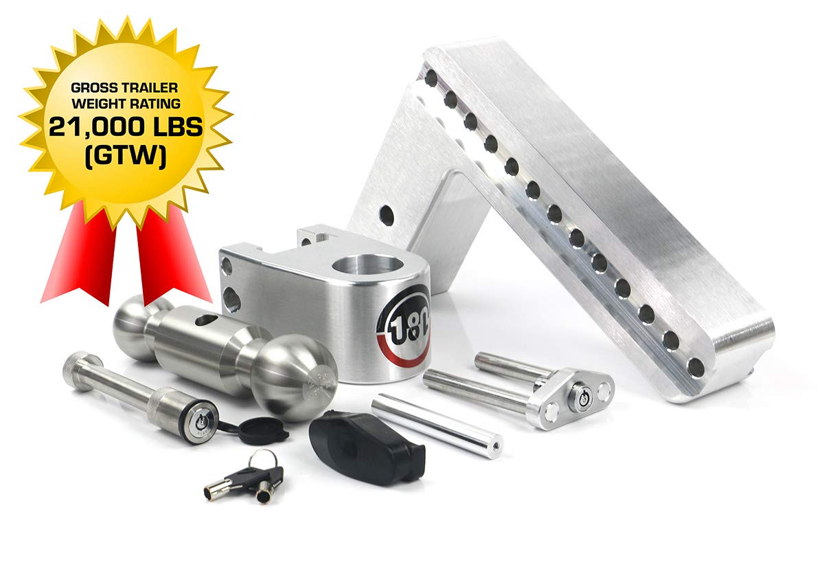 Weigh Safe Adjustable Trailer Hitch Ball Mount, 10'' Adjustable Drop Hitch For 3'' Receiver W/ 2 Pc Keyed Alike Lock Set, Heavy