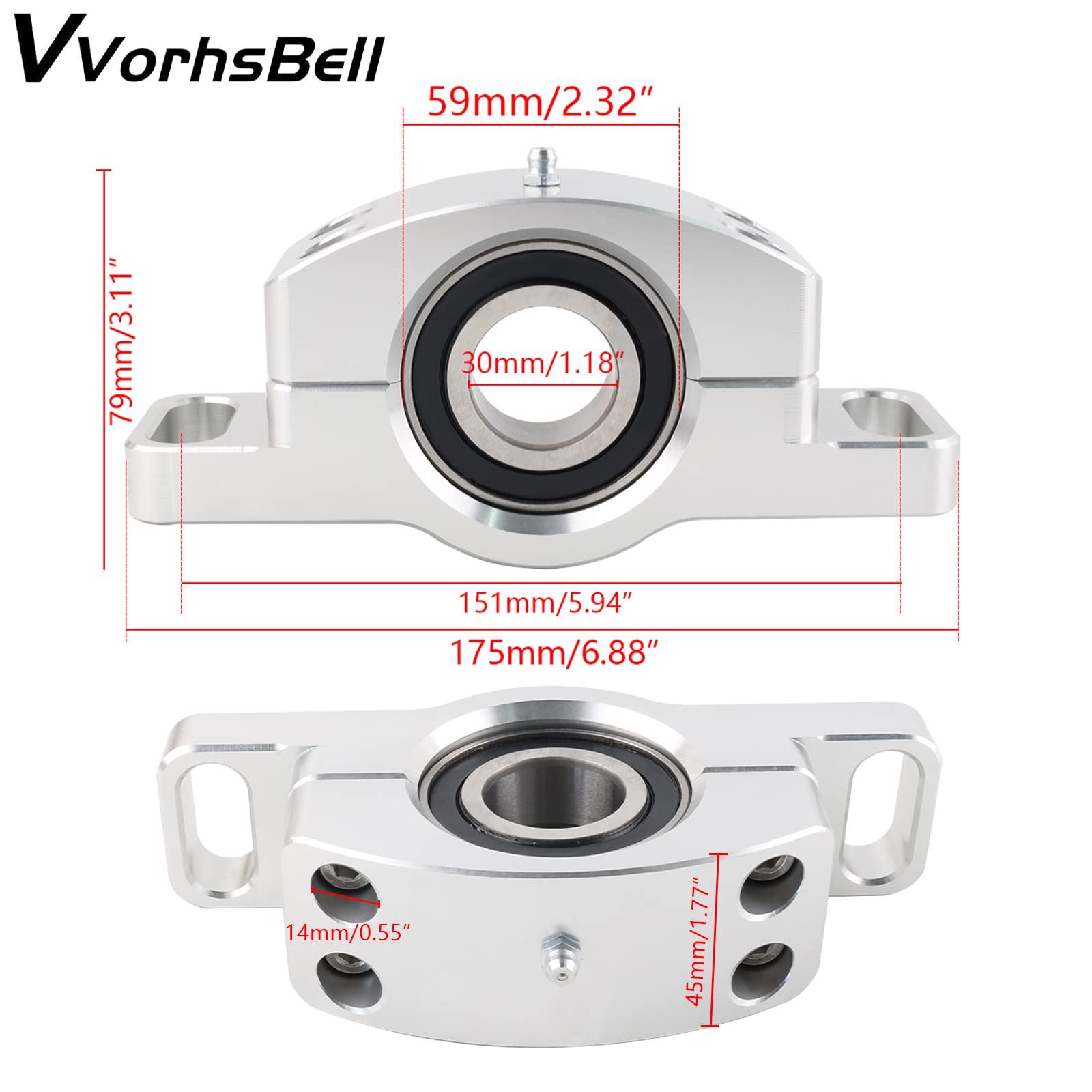 Vvorhsbell Atv Heavy Duty Billet Aluminum Carrier Bearing, Bearing Compatible With 2014-2021 Polaris Ranger 570 Xp 1000 Rzr Xp 900 1000 (Does Not Fit The Polaris Rzr Xp 4 Turbo)Black