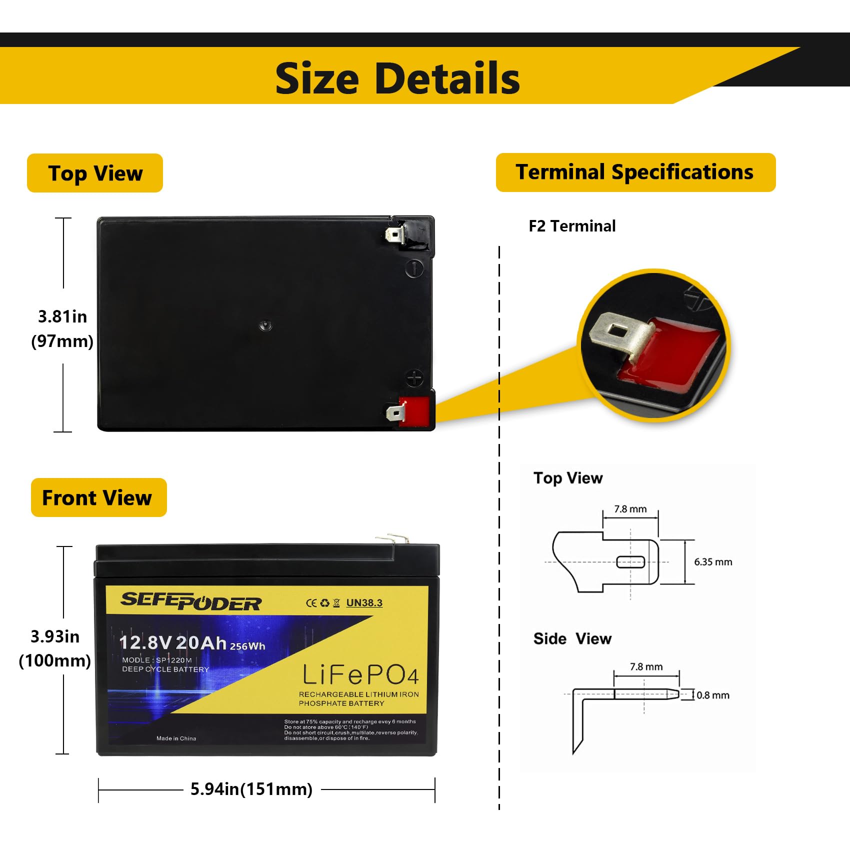 SEFEPODER 12V 20Ah Lithium LiFePO4 Deep Cycle Battery 2 Pack, 4000+ Cycles Rechargeable Battery for Electric Scooter, Ride On To