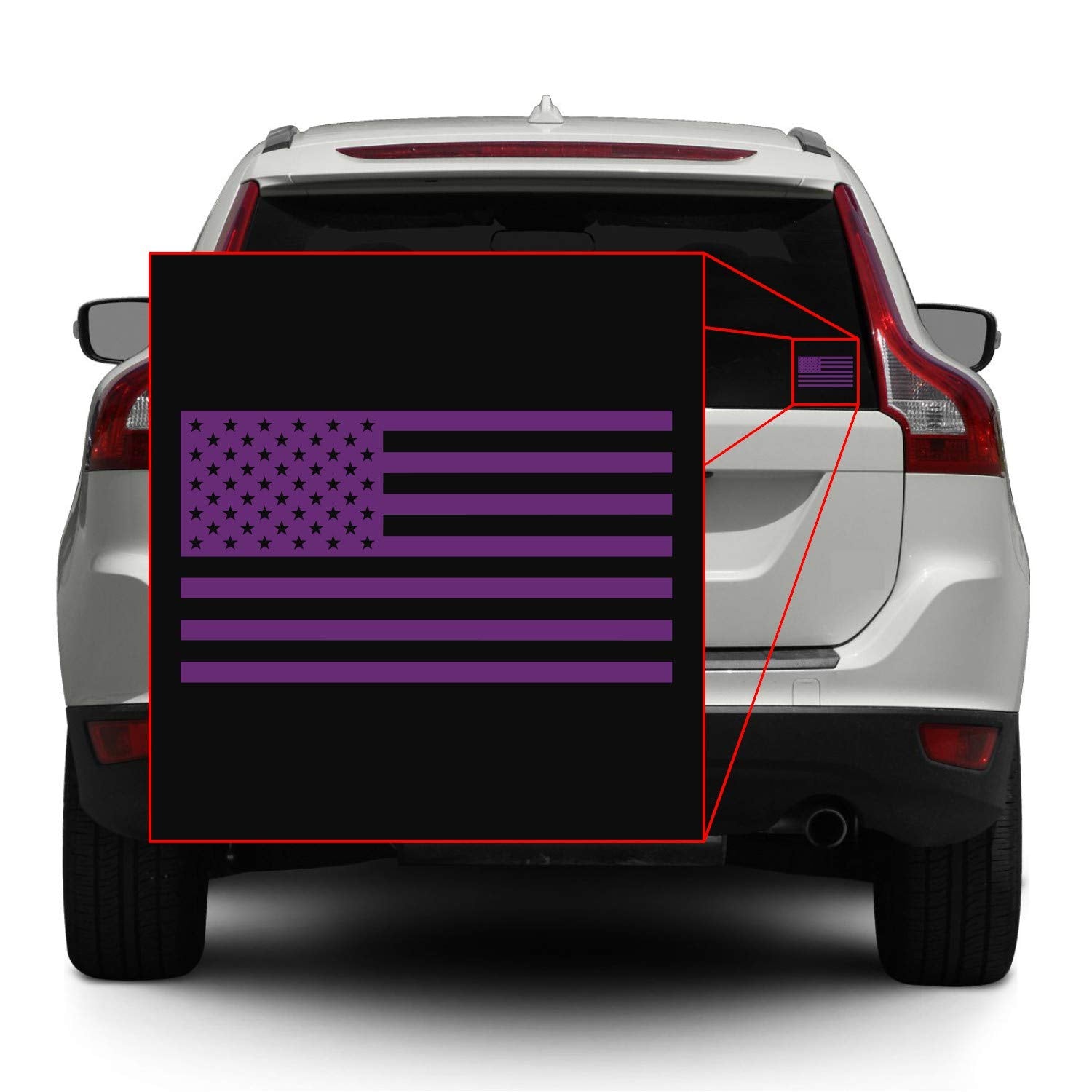 American Us Flag [Pick Color/Size] Vinyl Decal Sticker For Laptop/Car/Truck/Window/Bumper (7.5In X 4.2In, Matte Purple)
