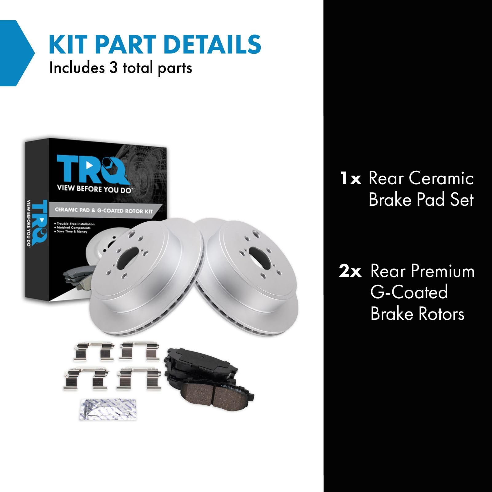 Trq Rear Brake Pad & Rotor Kit Brake Pads Brake Rotor Ceramic Premium G-Coated Compatible With 2013-2016 Scion Fr-S 2013-2020 Su