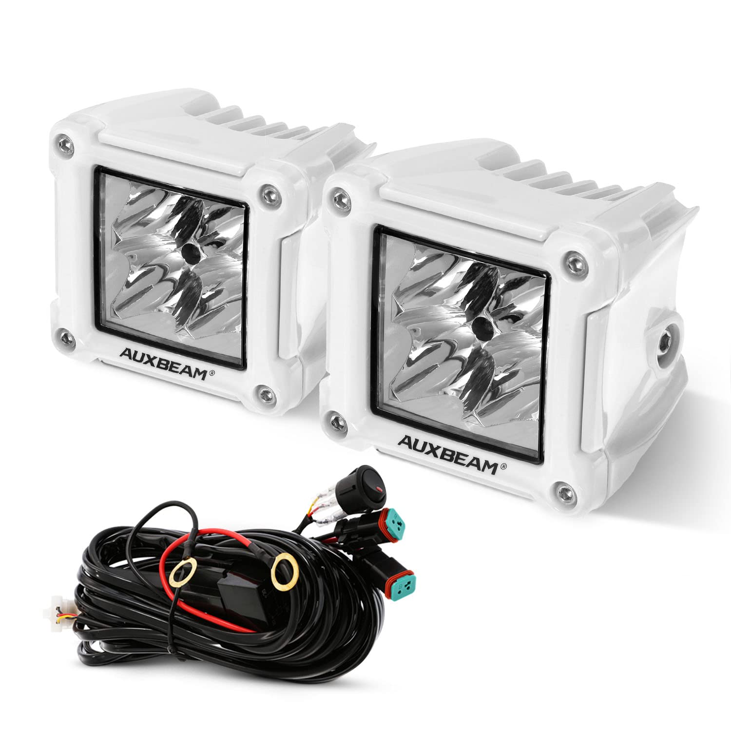 Auxbeam Fa Series White Housing Led Pods, 3Inch 40W Spot Beam Offroad Cube Lights, 4800Lm All White Body Ditch Lights Spotlights