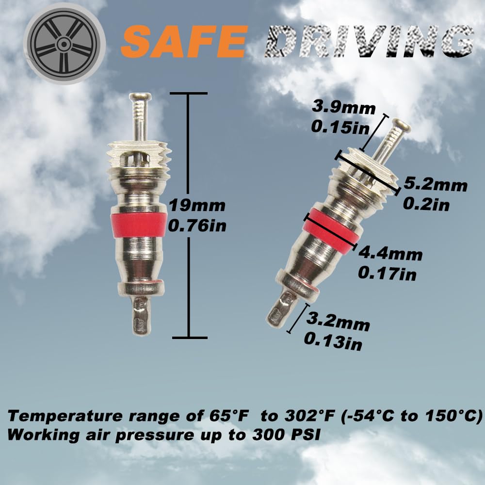 OUGER Premium Tire Valve Core Copper,50 pcs Brass Universal Schrader Valve Stems Cores, Nickel Plated Tire Repair Valve Removal