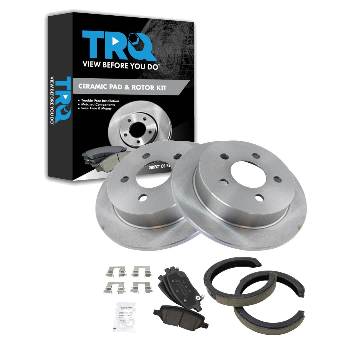 Trq Rear Ceramic Brake Pad & Rotor Kit Fits 2005 Pontiac Montana