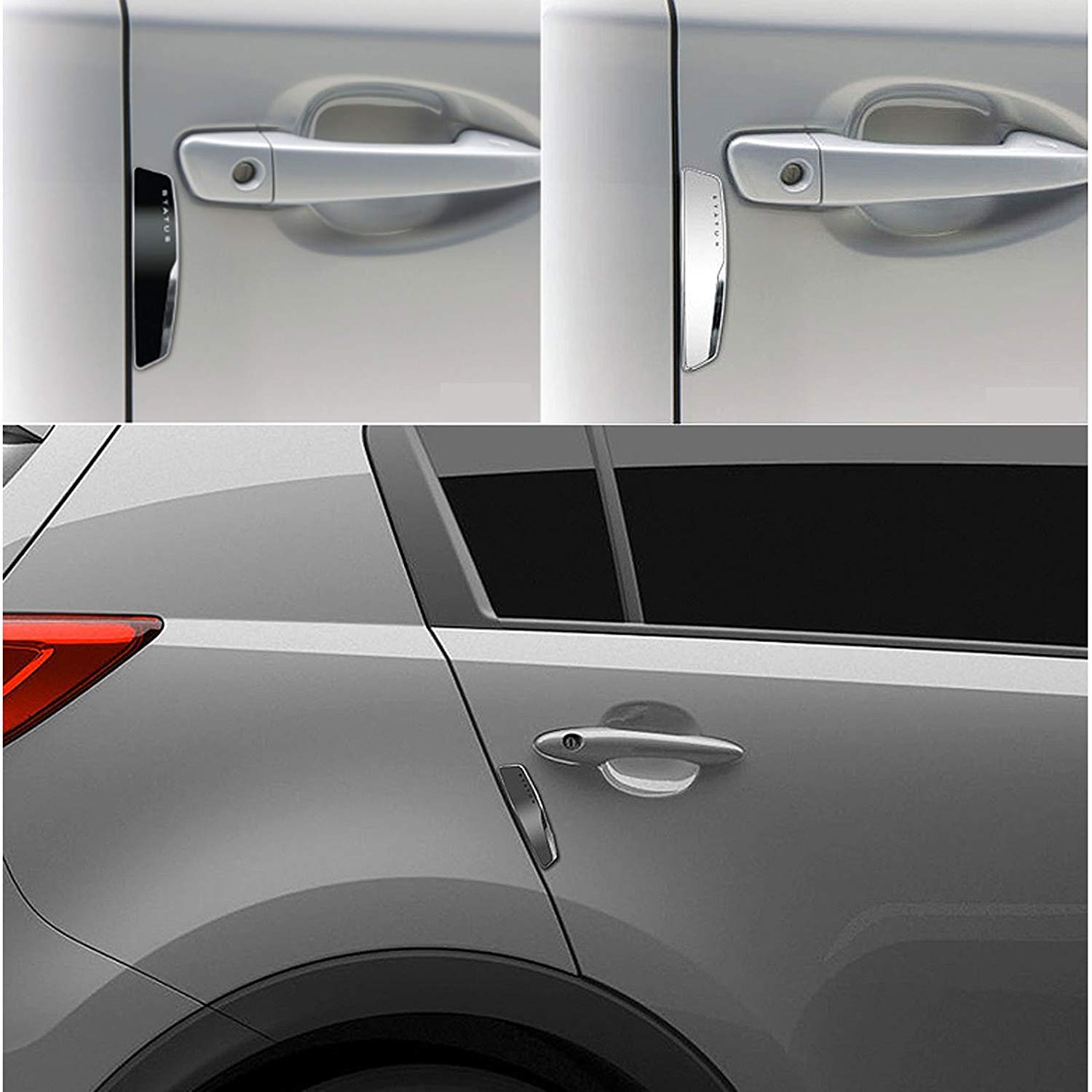 Status High Glossy Slim Door Edge Guards - 4Pcs Bumper Protector Trim, ABS Plastic, White, Model ST-GD280
