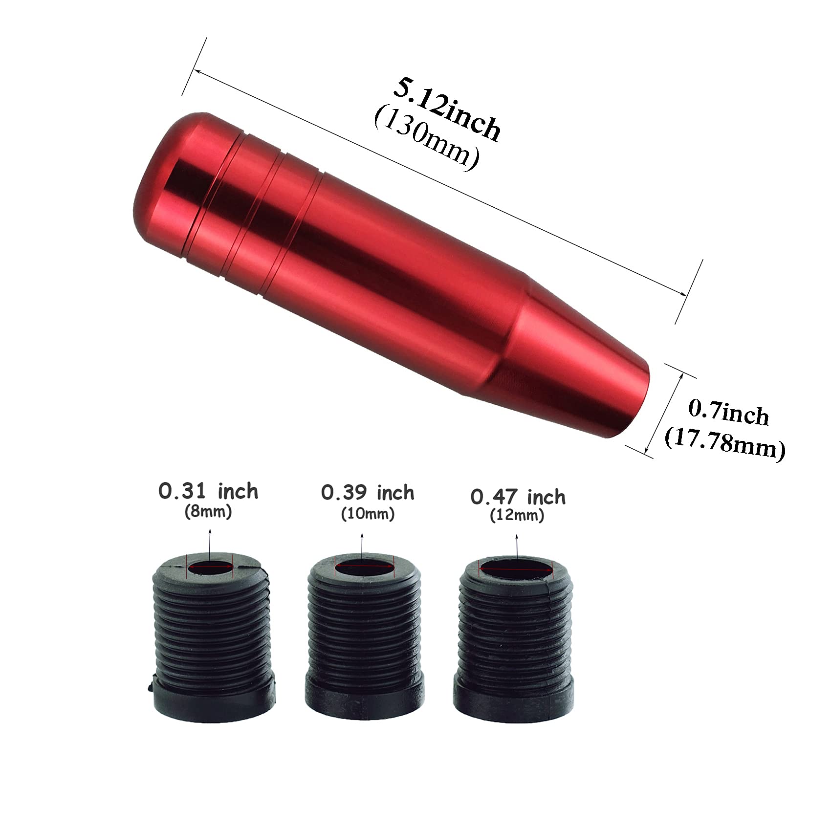 Abfer 5 Red Shift Knob, Aluminum Alloy Weighted Gear Lever Metal Stick Shifter Handle Fit Most Automatic Manual Vehicle