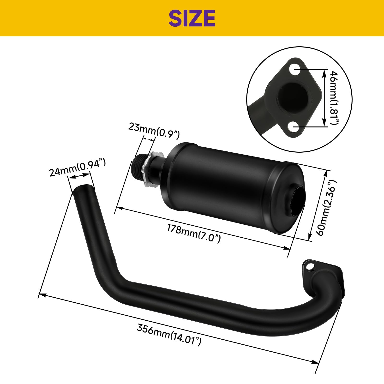 Hiaors Racing Exhaust Pipe Muffler Main Jet Kit For Predator 212Cc 196Cc 224Cc 6.5Hp Coleman Ct200U Bt200X Ct200U-Ex Mini Bike K