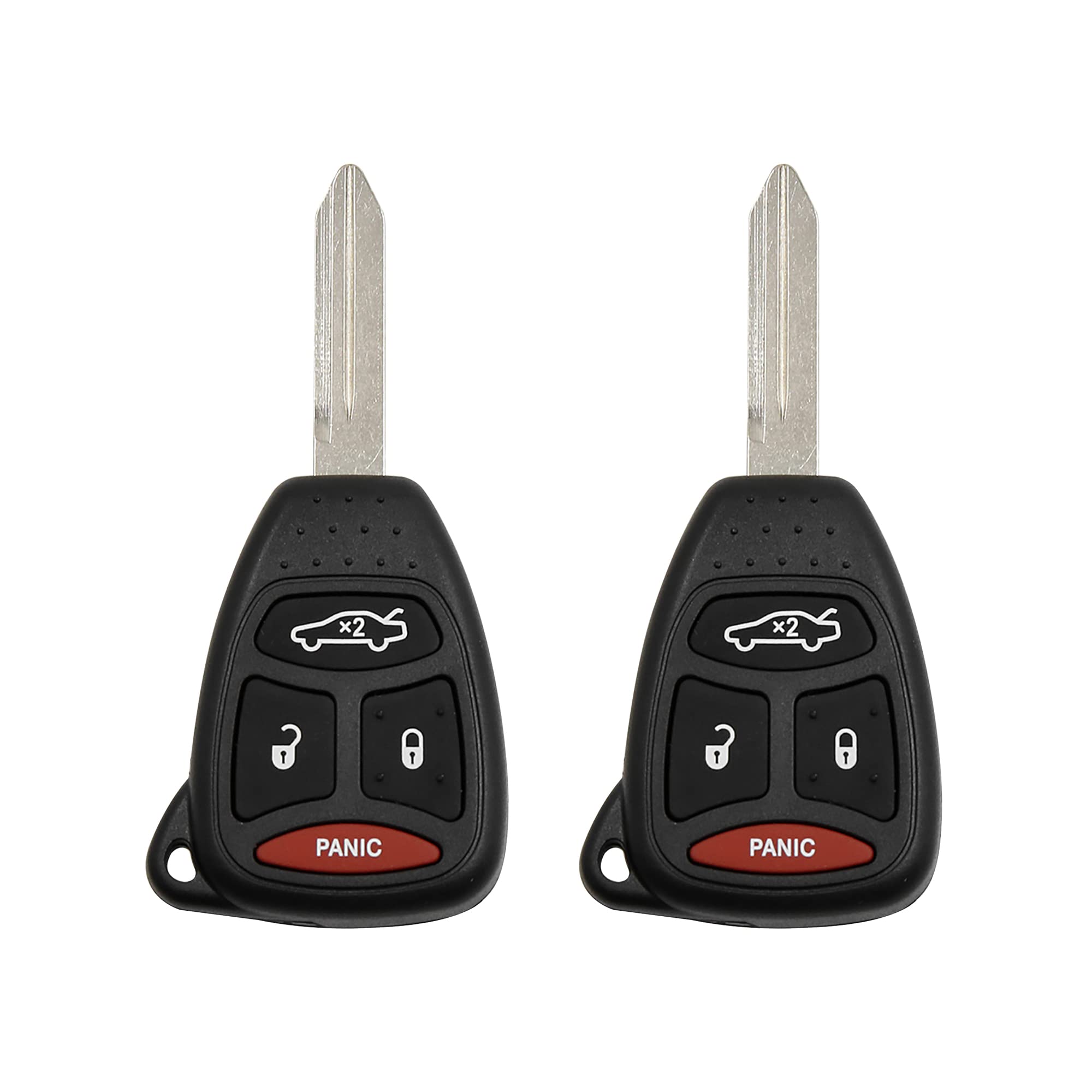 X AUTOHAUX 2pcs 4 Buttons Uncut Key Fob Keyless Entry Remote Control Key Case Shell for Chrysler for Dodge for Jeep Replacement 