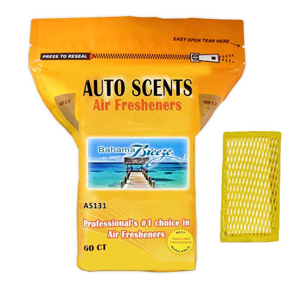 Auto Scents Bahama Breeze Professional Air Freshener Pads - Remove Worst Smells (60 Pads, Yellow Scent)