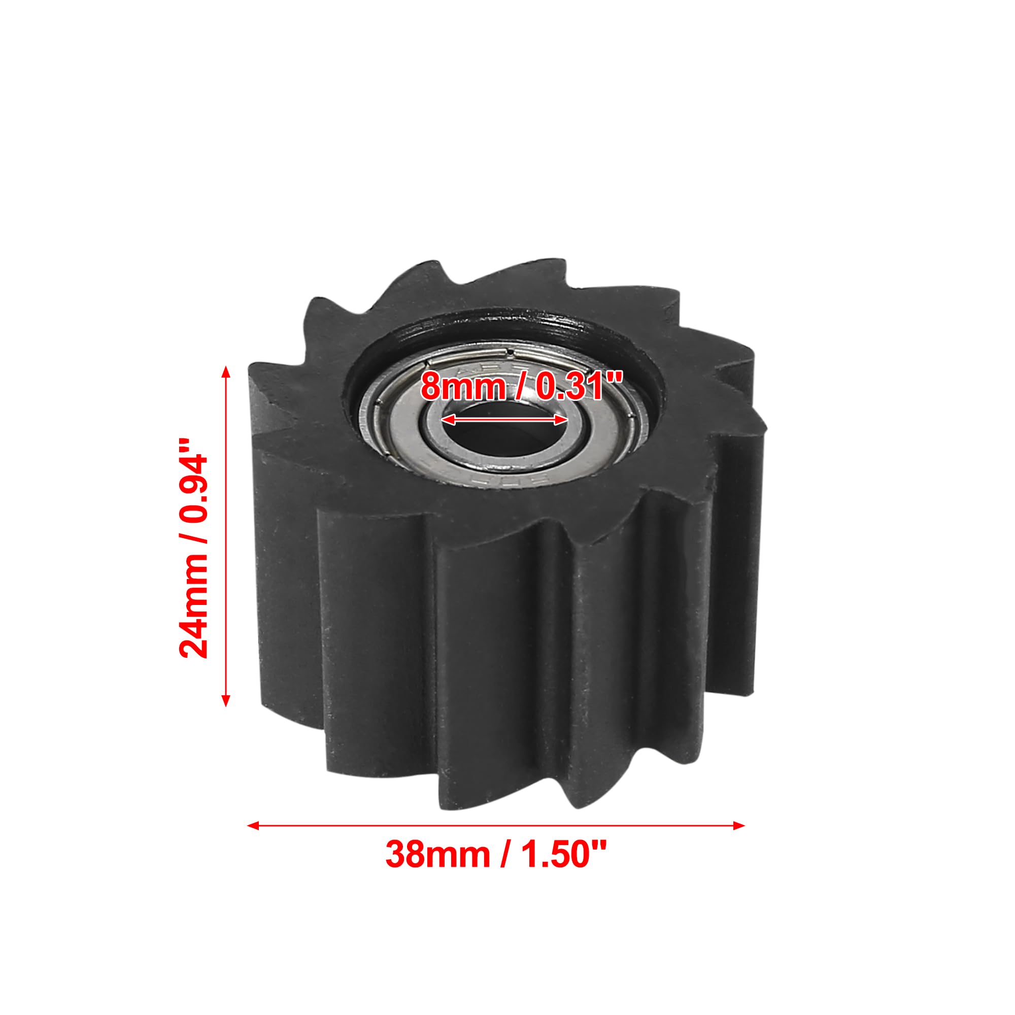 Motoforti 8mm Hole Chain Roller Pulley Slider Tensioner Wheel Guide Black Serrated Shaped for Kawasaki KX250F KX450F Bike 2006-2