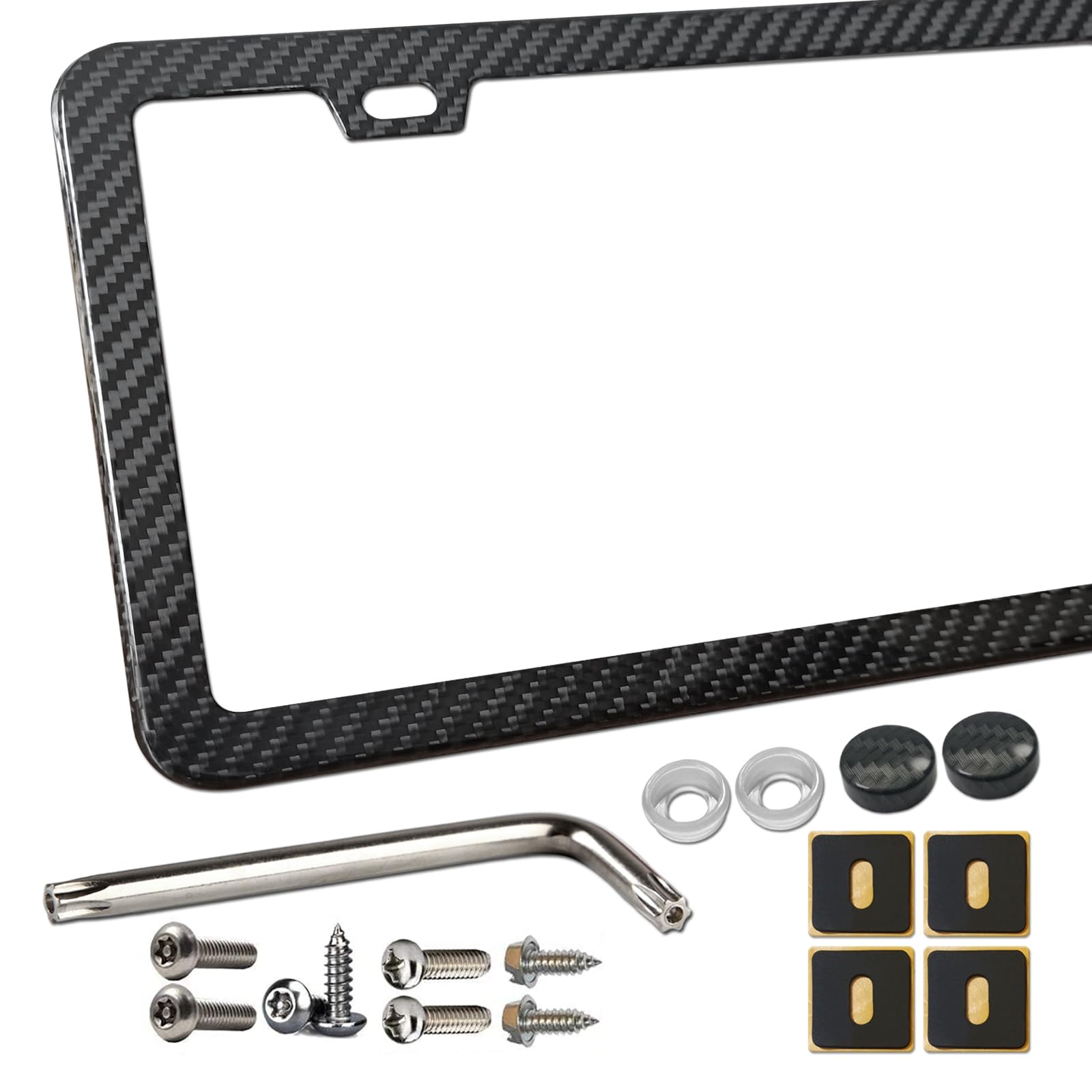 Aootf Carbon Fiber License Plate Frame - Stainless Steel License Plate Cover Handmade Covering 100% Real Carbon Fiber | Stainles