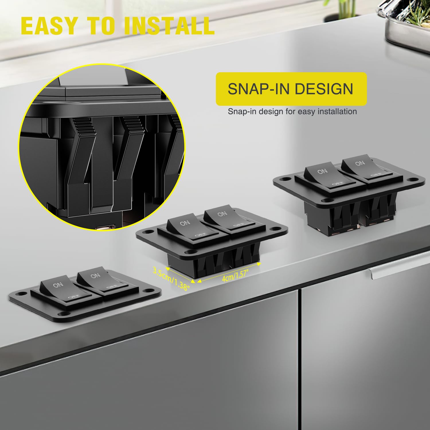 Nilight 2 Gang On-Off Switch Panel 4 Pin Dpst Toggle Switches 12V 20A Black Anodized Aluminium Shell Bracket With Screws Ternima