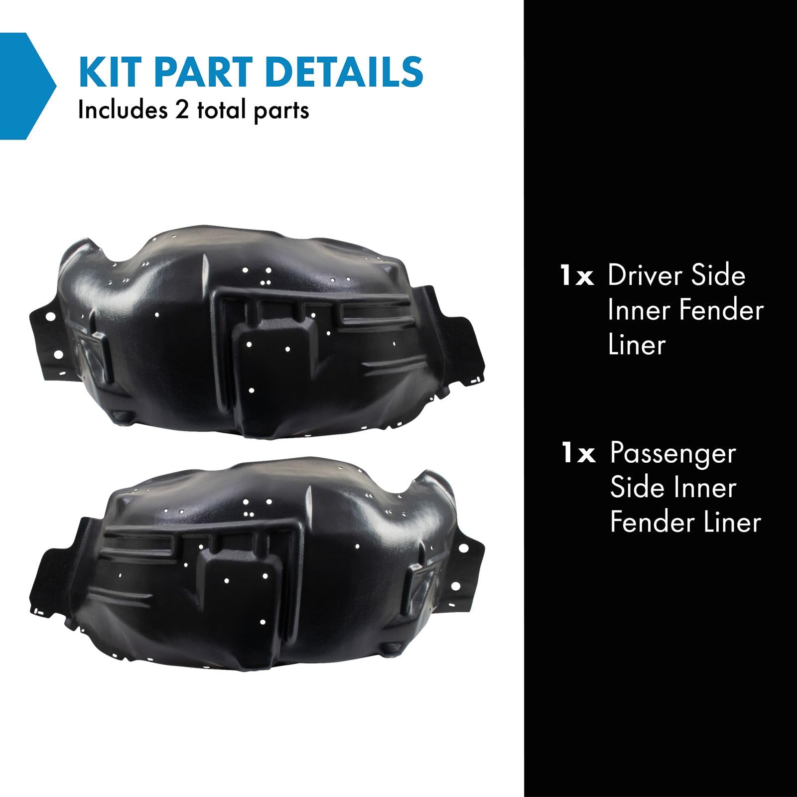 Trq Inner Fender Liner Set Compatible With 1987-1997 Ford F-150 Fo1246104 Fo1247104