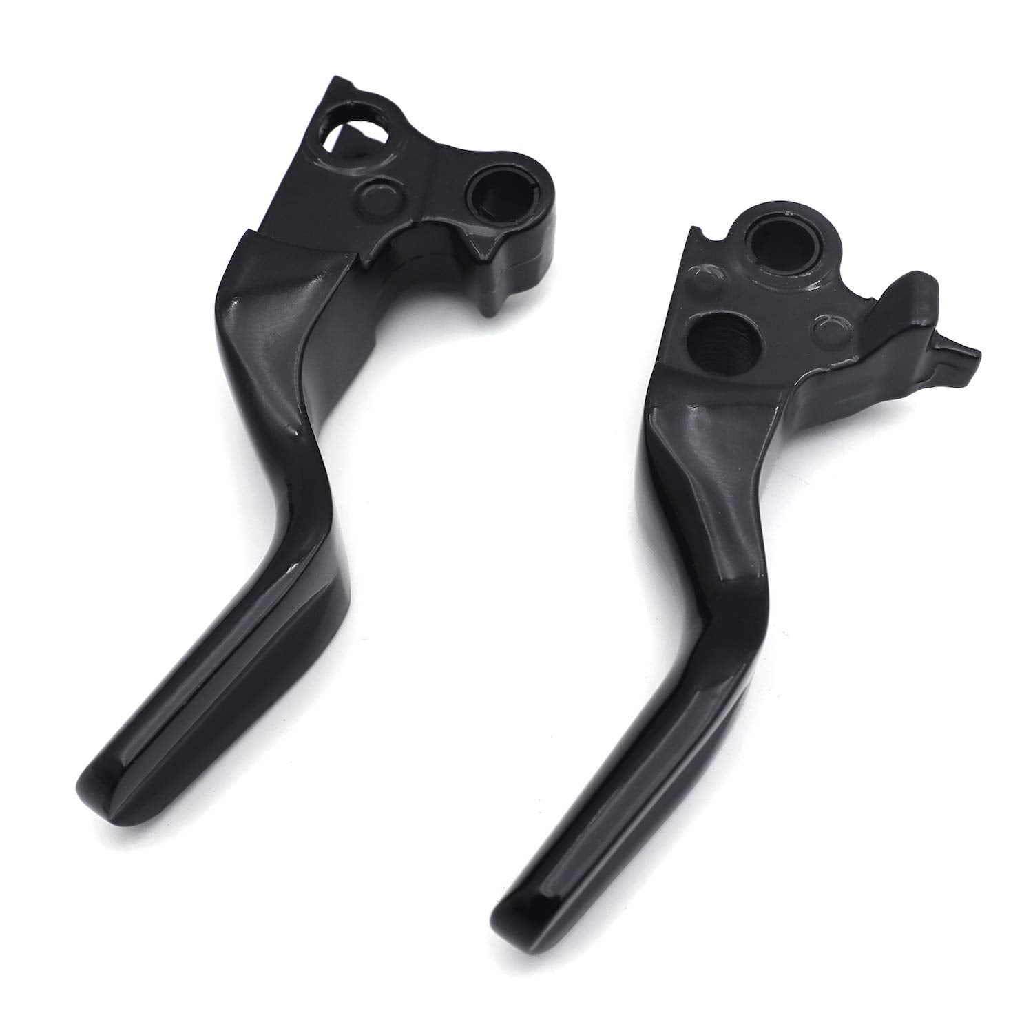 Httmt- Black Shorty Brake Clutch Levers Compatible With Harley 96-03 Xl/96-07 Dyna Touring/96-07 Softail 45075-07 55798-10A [P/N: Mt241-027St-Bk]