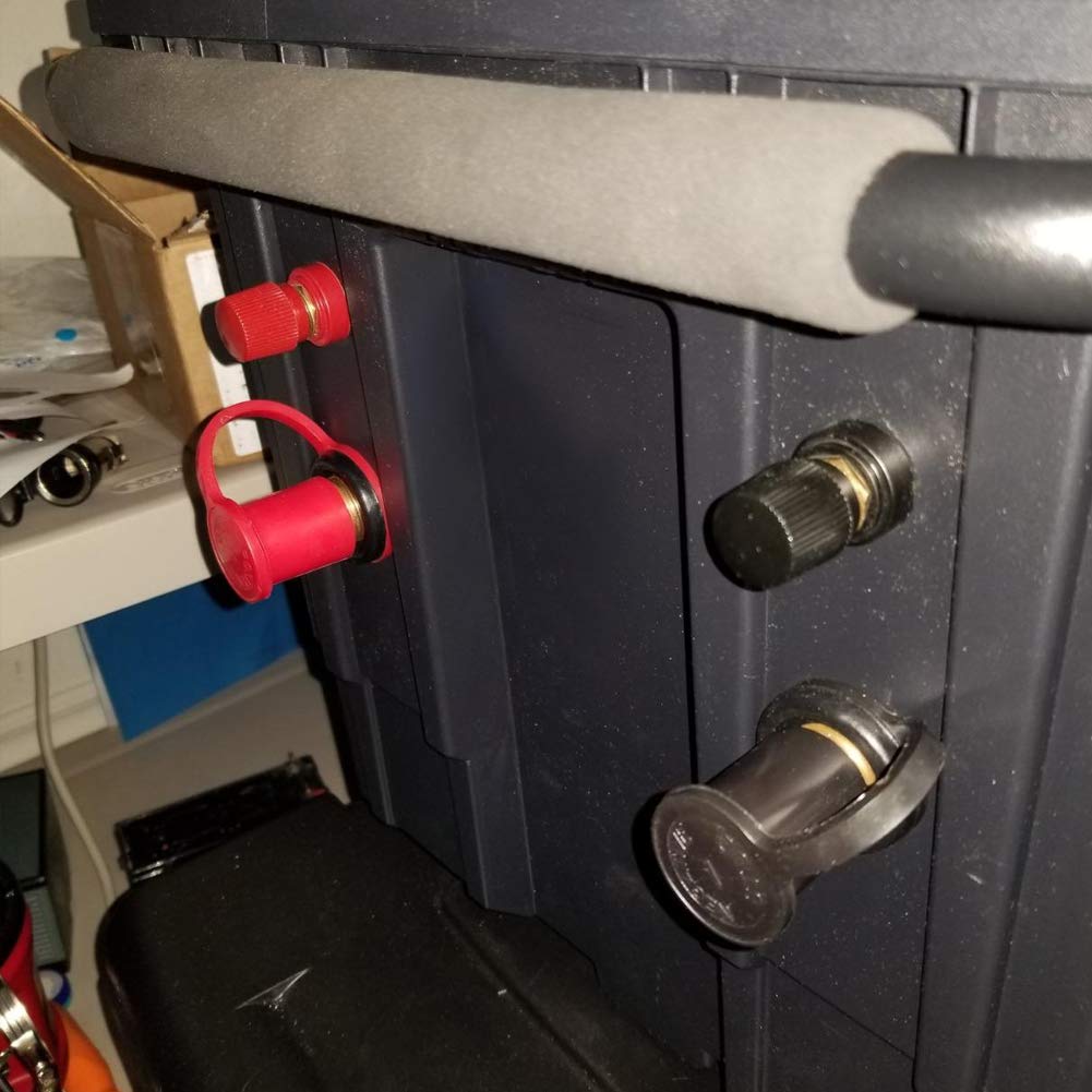 3/8' Copper Battery Terminal Stud Connector, Ampper M10 Remote Battery Binding Post Junction Post Block Terminal Kit, Pack Of 2 (Red And Black)