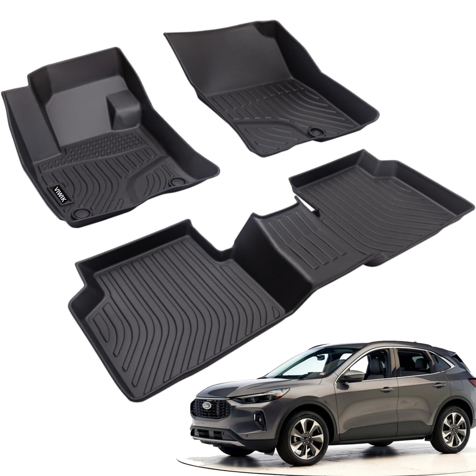 Viwik Floor Mats Compatible For Ford Escape Fuel 2020 2021 2022 2023 2024, Car Mats All Weather Custom Floor Mat Full Set Includ
