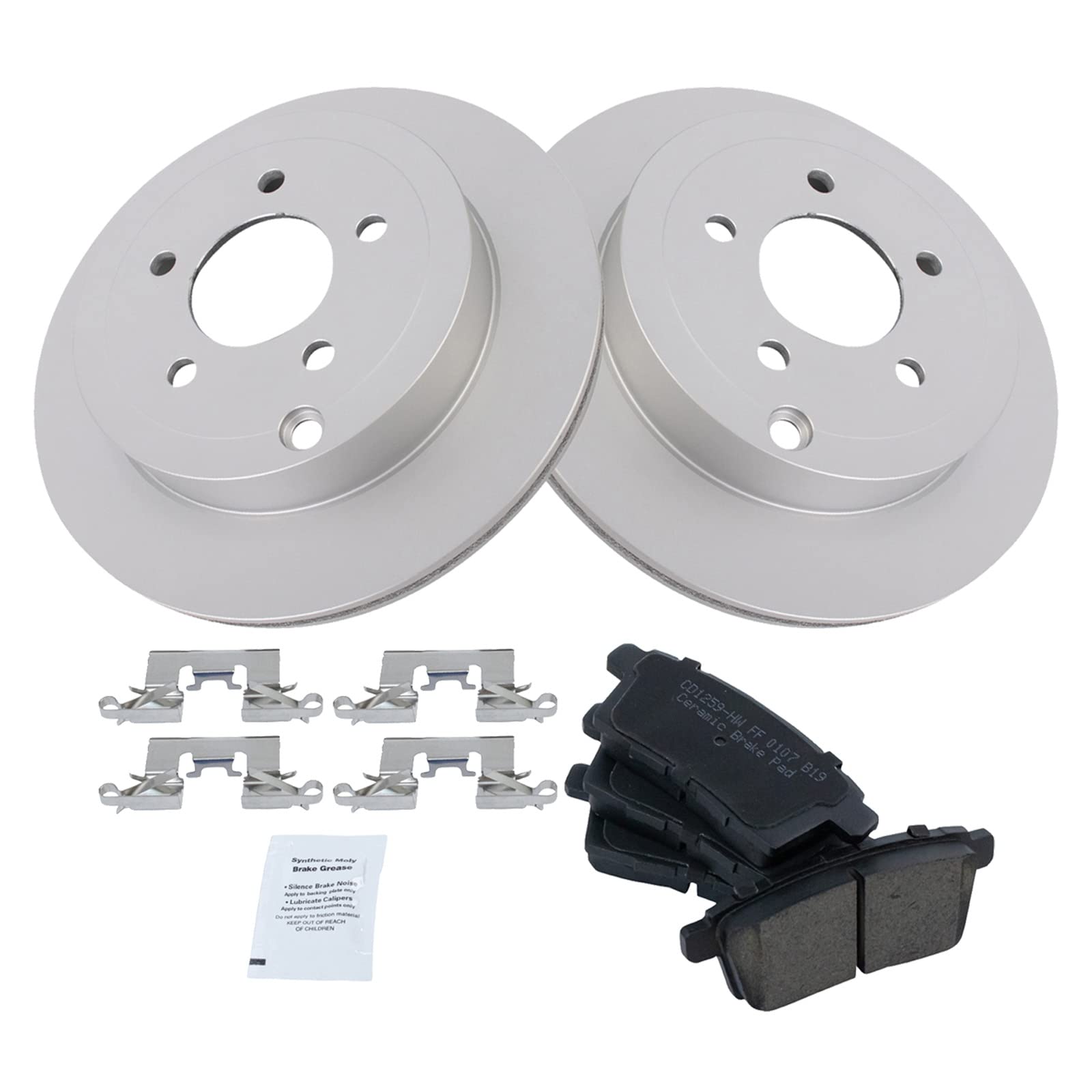 Trq Rear Brake Pad & Rotor Kit Brake Pads Brake Rotor Ceramic Premium G-Coated Compatible With 2007-2010 Ford Edge Lincoln Mkx