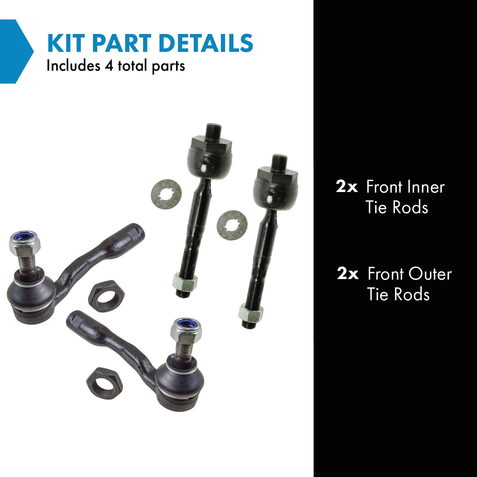 Trq Front Tie Rod Set Compatible With 2001-2002 Toyota Sequoia 2000-2002 Tundra