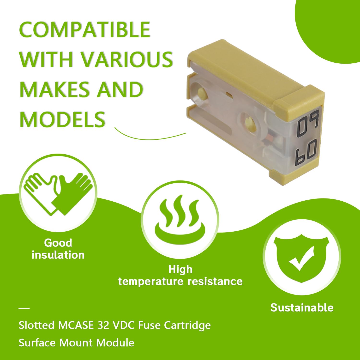 EPLZON 60A 32V Mini Slotted Automotive MCASE Shaped Cartridge Fuse Kit(Pack of 6pcs,60A)