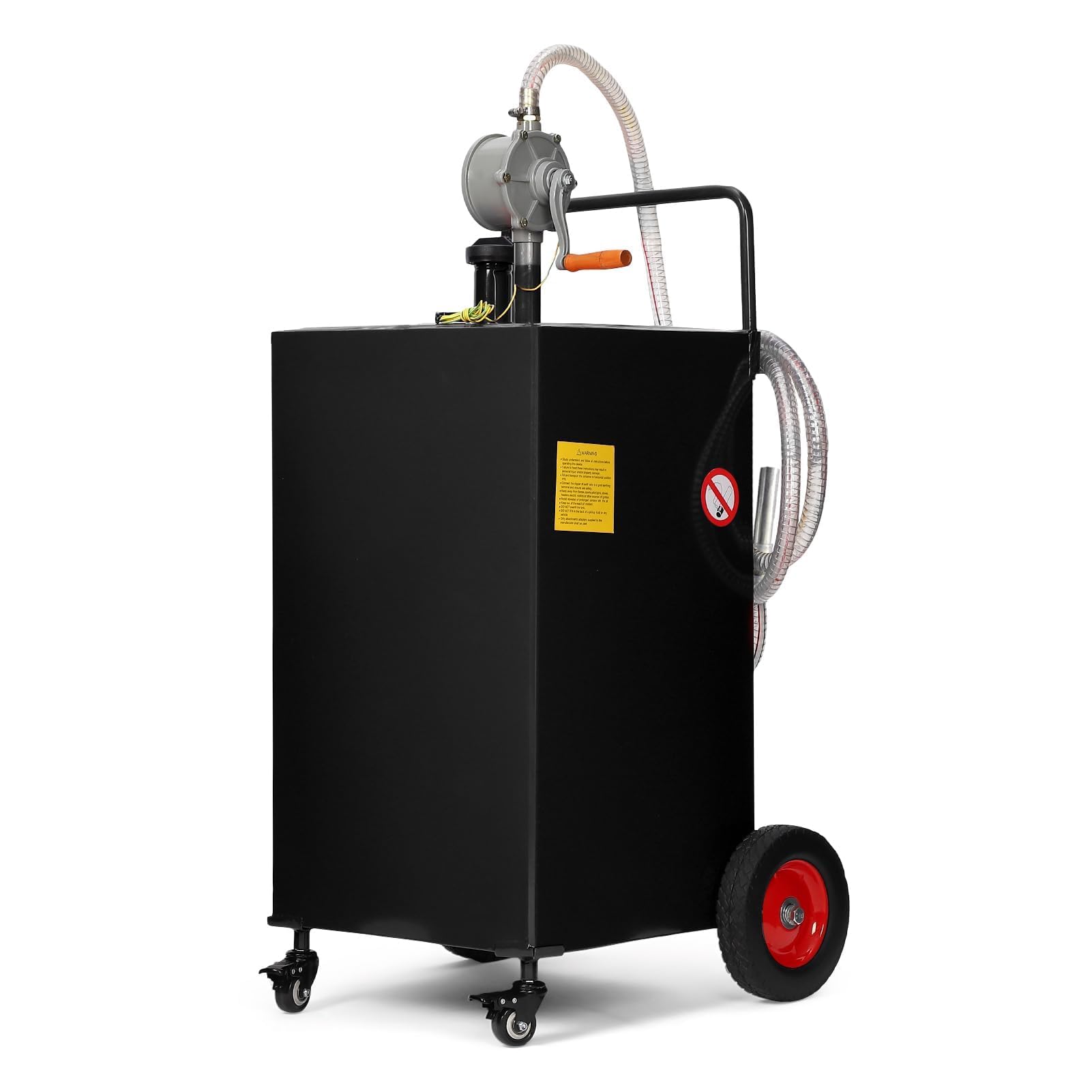 40 Gallon Fuel Caddy with Manual Pump - Heavy Duty Portable Gas & Diesel Transfer Tank on 4 Wheels, Spill-Proof Gasoline Can Con