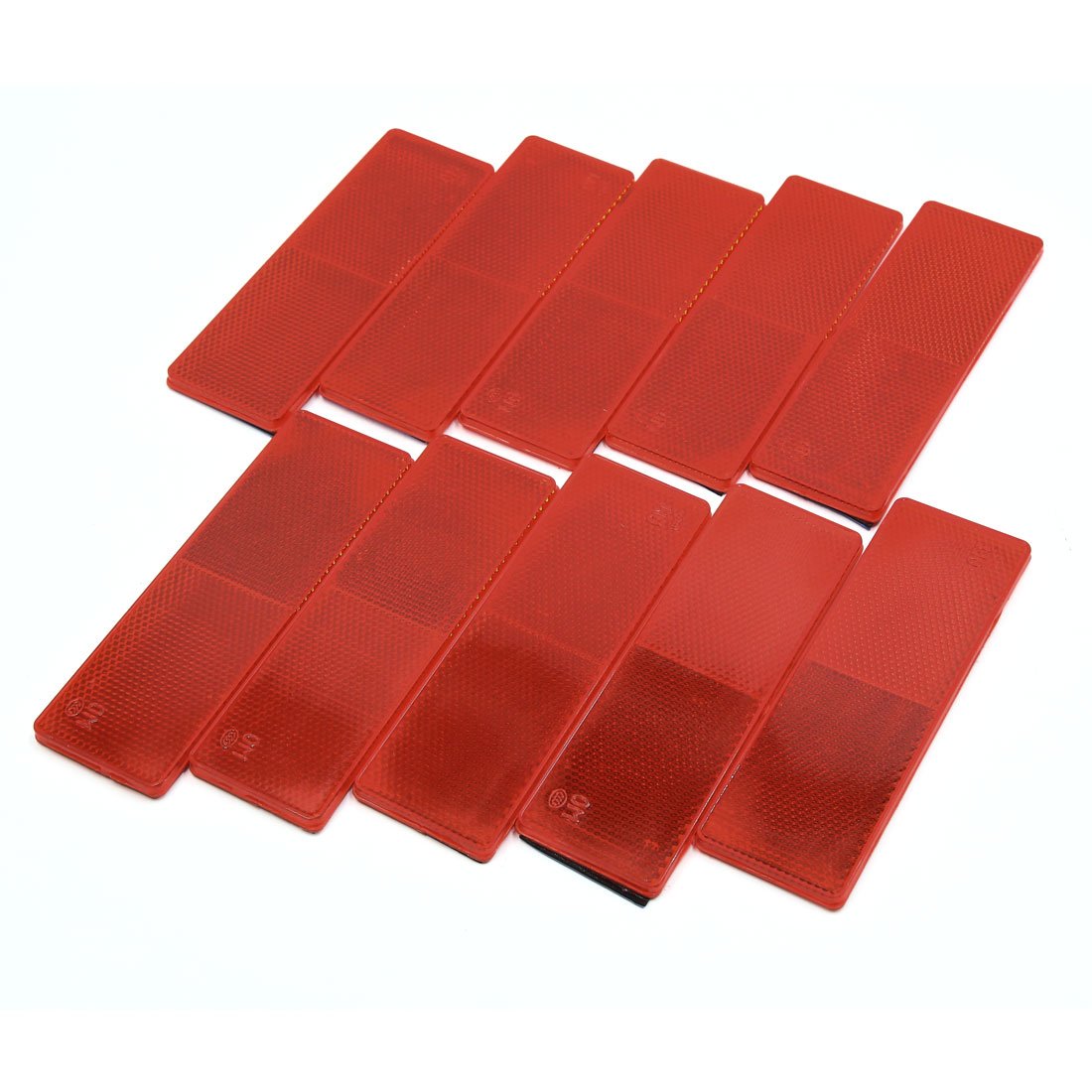 Uxcell Automotive Car Red Rectangle Stick-On Safety Reflector Plate W/O Holes 10Pcs