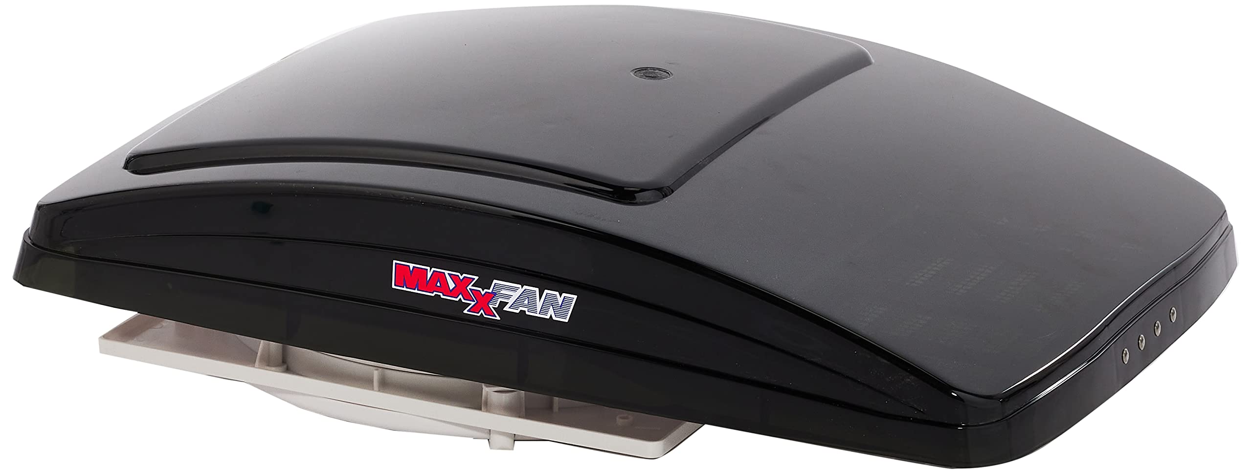 Maxxair Maxxfan Deluxe Vent, Fan And Vent Cover All In One - Powerful 4-Speed Reversible Fan With Thermostat, Built-In Rain Cover, Exhuast Air Only, Fits 14X14 Roof Openings, Smoke (00-06401K)
