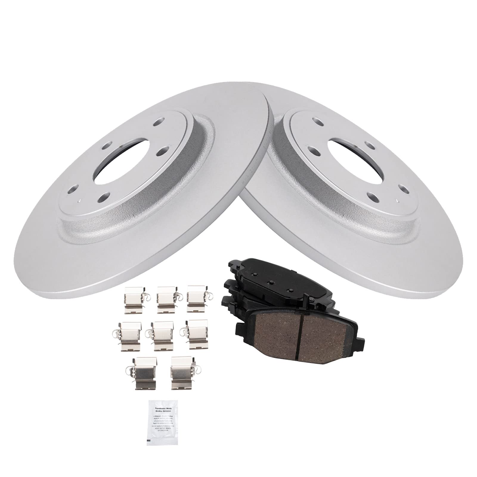 Trq Rear Brake Pad & Rotor Kit Ceramic Premium G-Coated Compatible With 2012-2016 Chrysler Town & Country 2011-2020 Dodge Grand