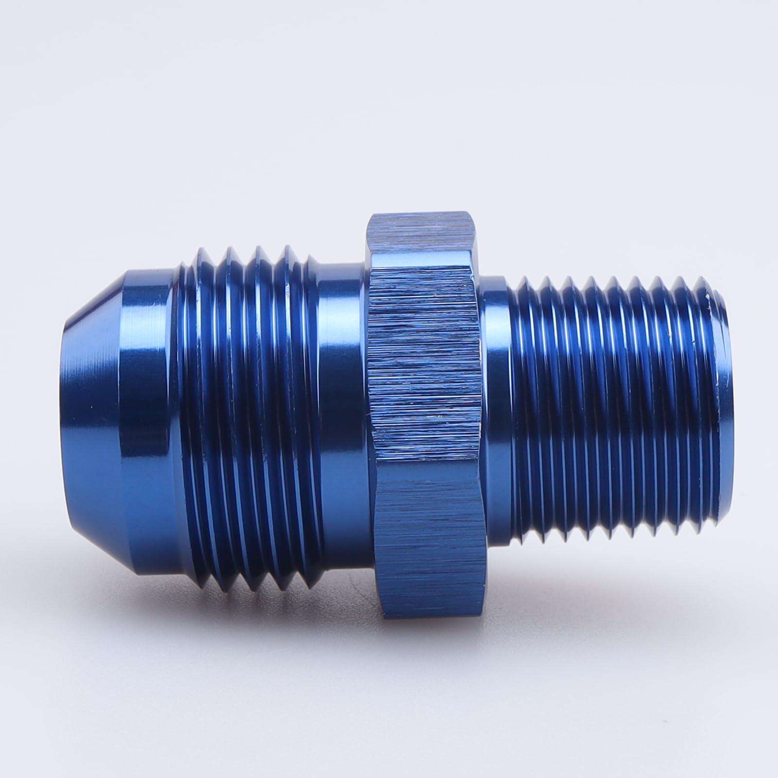 Ac Performance Male 3/8'' Npt To -10 An Flare Adapter Straight Aluminum Blue