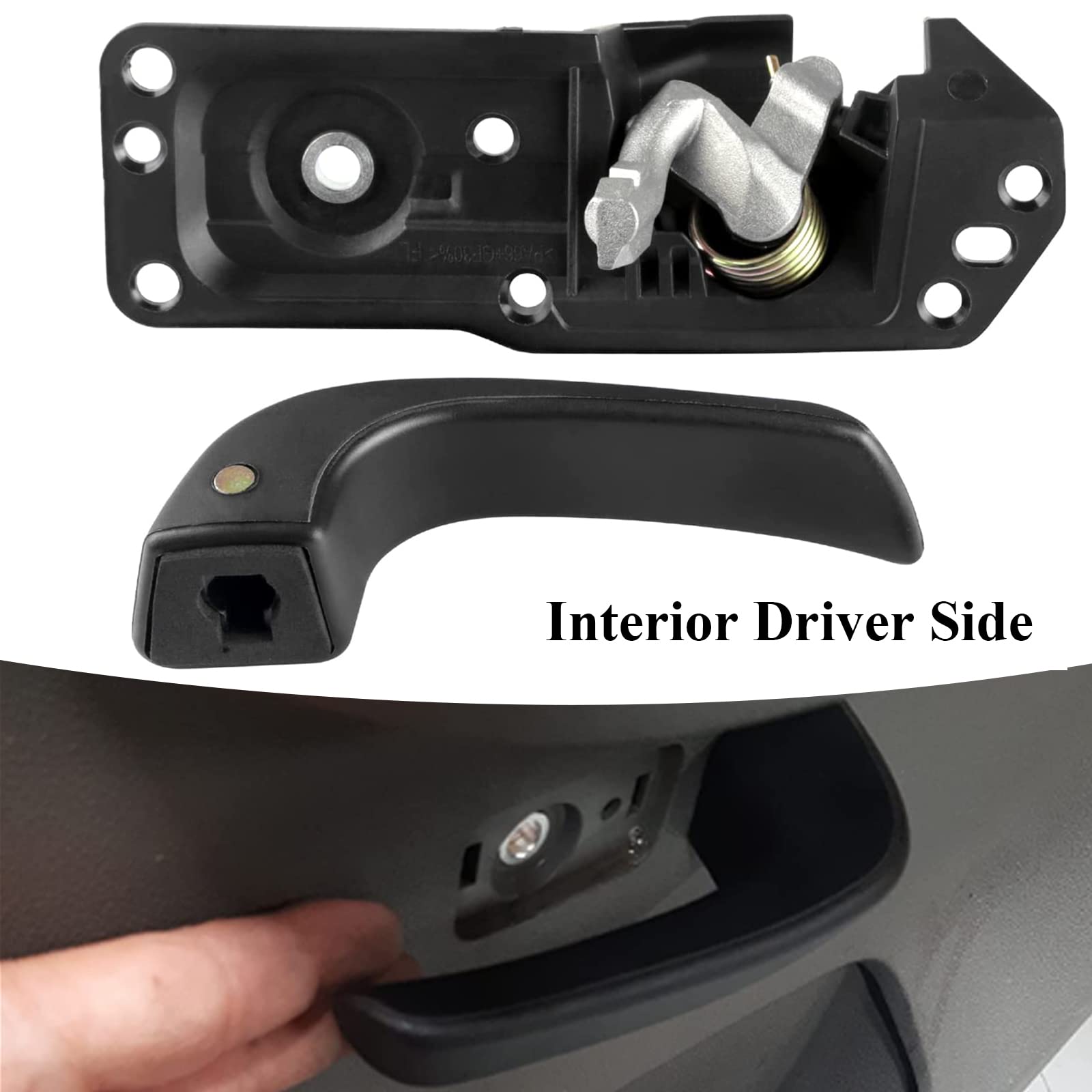 E-Vniko Left Driver Side Interior Door Handle Kit for 2007-14 Chevy Silverado, Black, Model 1, Compatible with GMC Sierra, Escalade