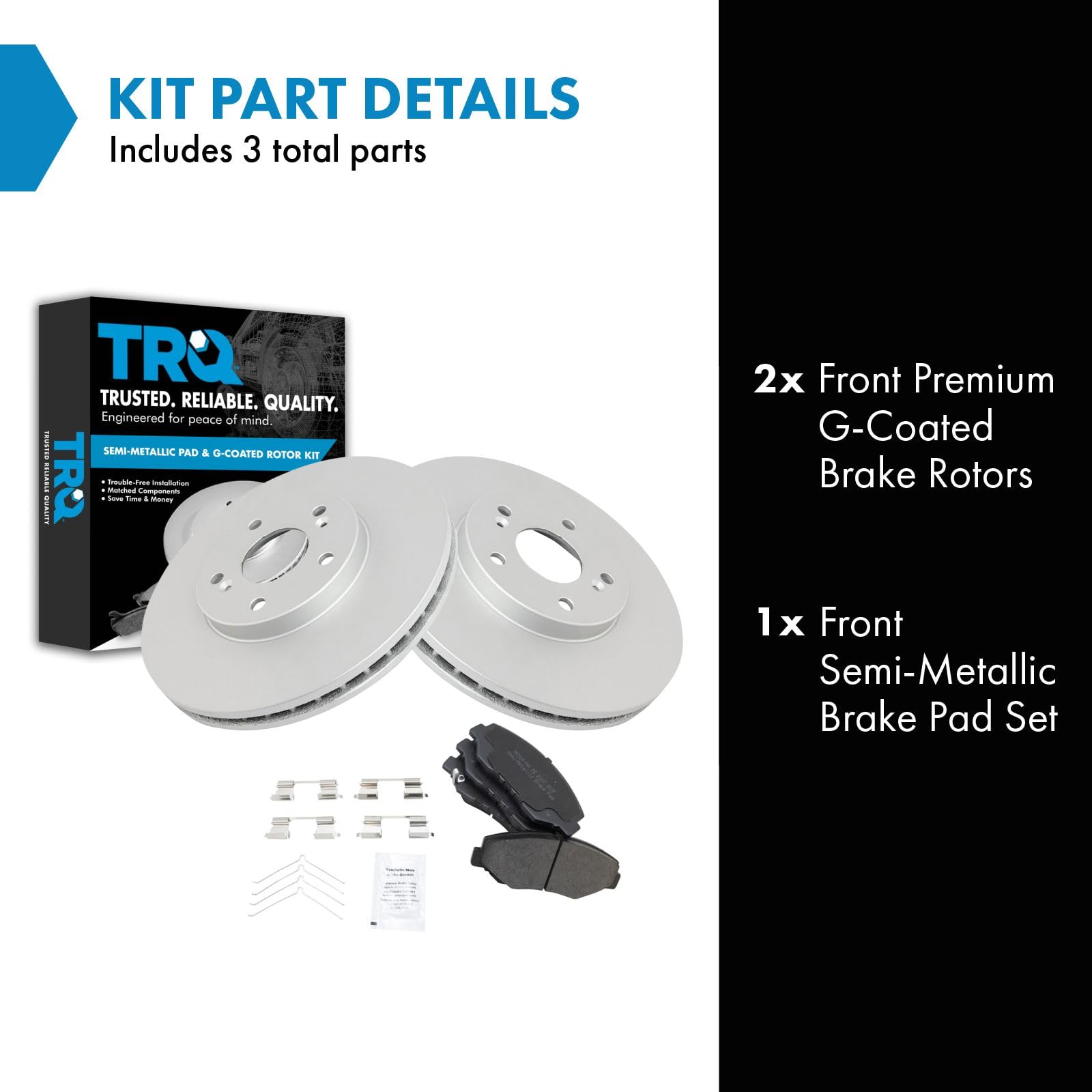 Trq Front Brake Pad & Rotor Kit Brake Pads Brake Rotor Semi-Metallic Premium G-Coated Compatible With 2003-2008 Honda Pilot