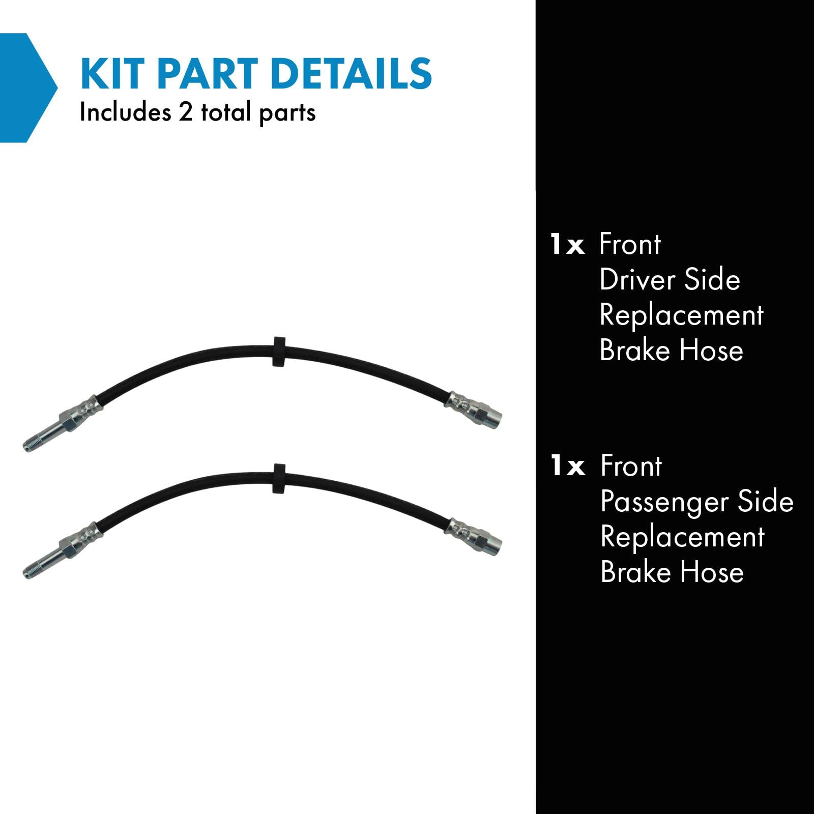 Trq Front Brake Hose Set Compatible With 2001-2009 Volvo S60 1999-2006 S80 2001-2007 V70
