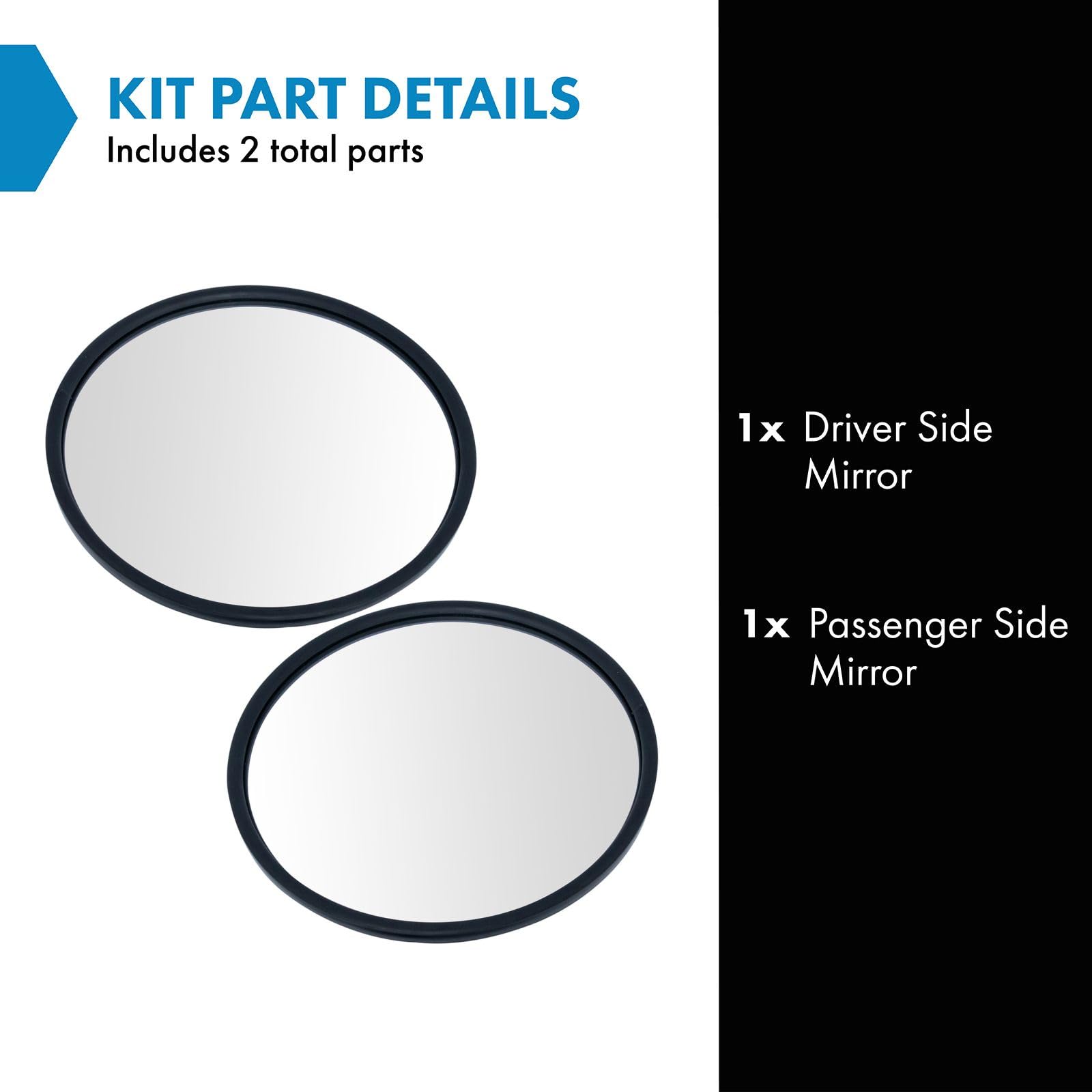 Trq 8.5'' Round Convex Steel Mirror Pair Set Black Center Stud W/Mounting Bracket