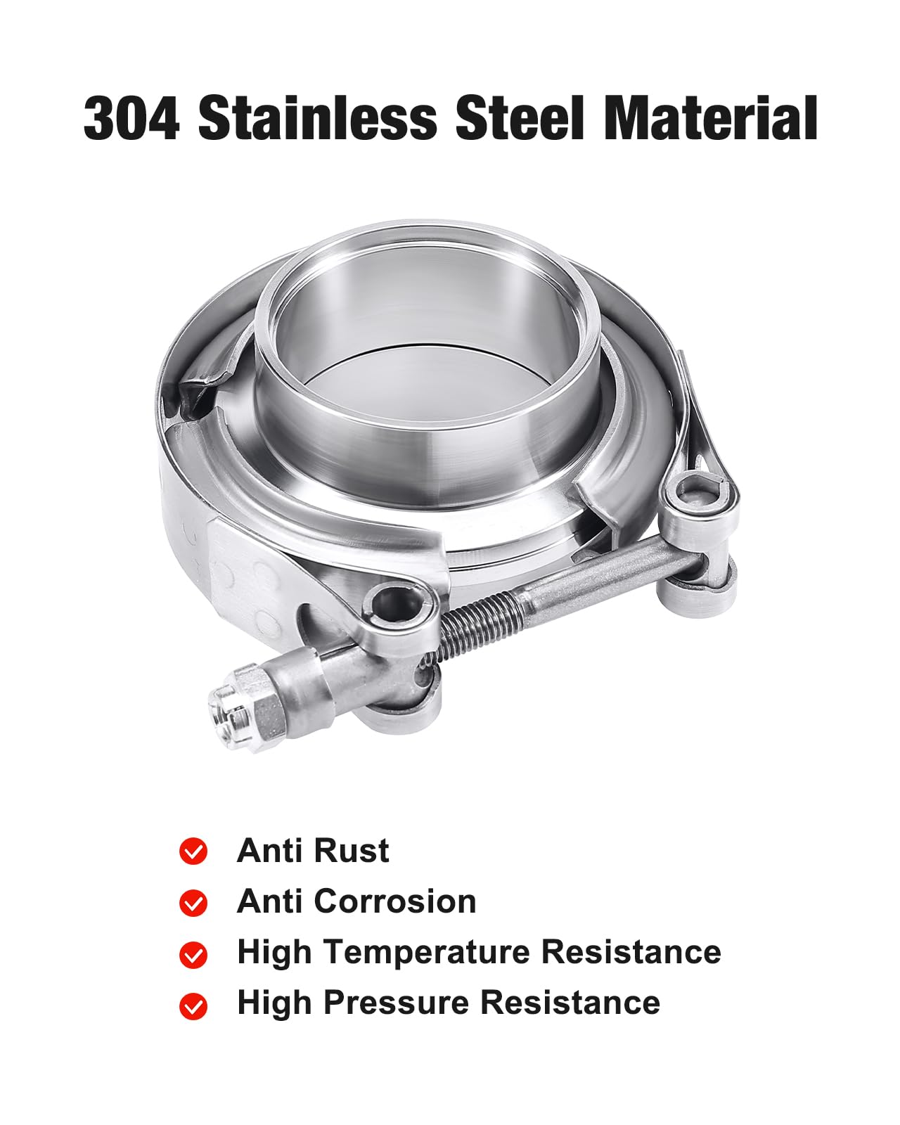 Evil Energy 1.75 Inch V Band Clamp With Flange Male Female 304 Stainless Steel 1Pc