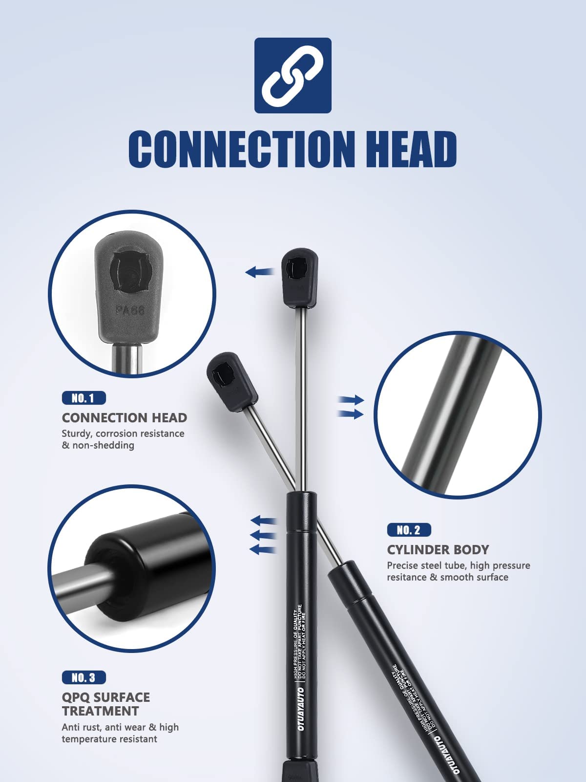 Otuayauto 10 Inch Gas Strut - 156N/35Lbs Universal Lift Support - 4058 Gas Shocks For Tool Box Shock, Truck Cap Strut, Hydraulic Door Hinge, Cabinet Gas Strut, Rv Door Strut