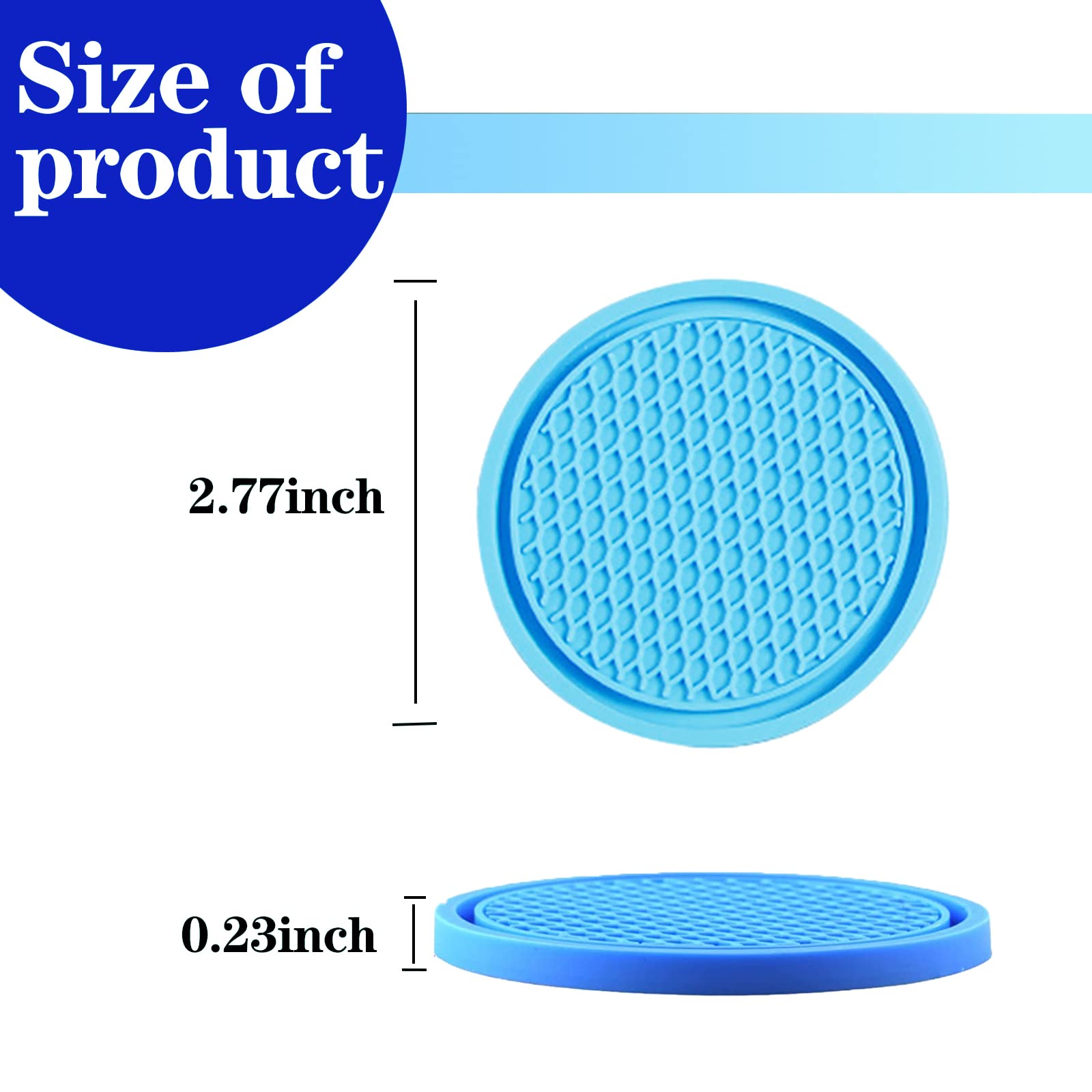 Sodcay Universal Car Cup Holder Insert. Pvc Material. Honeycomb Waterproof. Fixed, Anti-Slip Coaster (Blue, 2.75In)