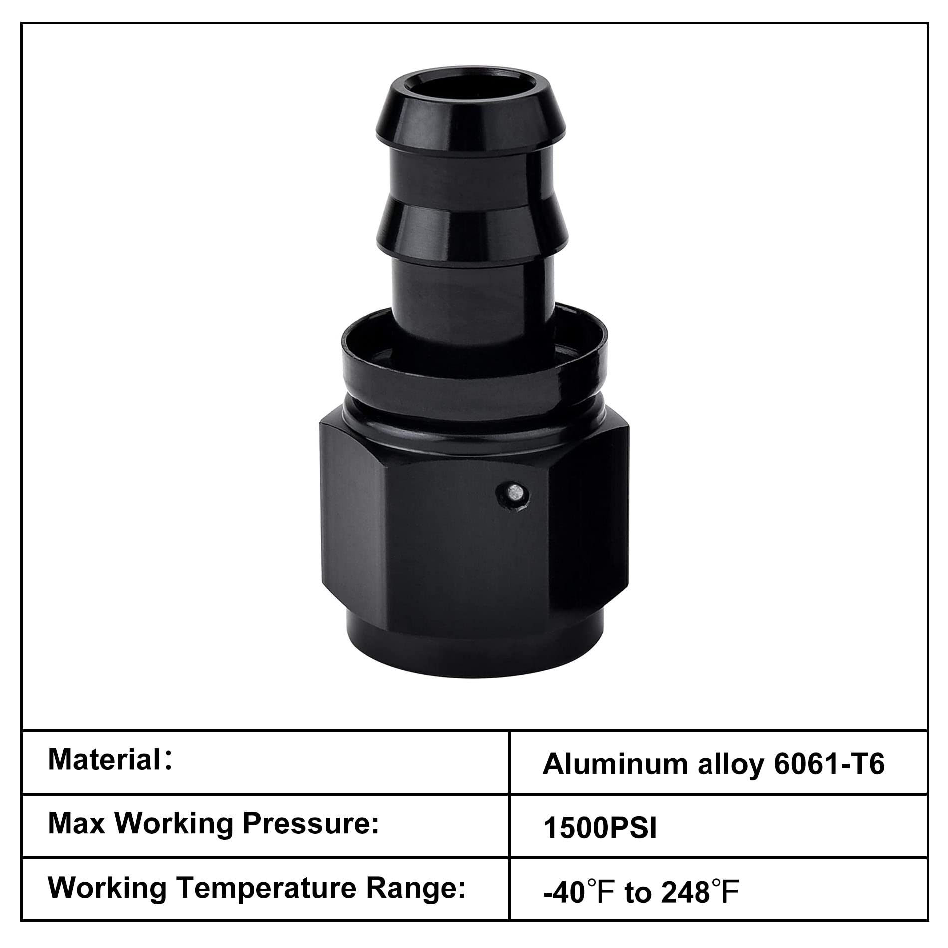Evil Energy 10An Straight Push Lock Hose Fitting End Black